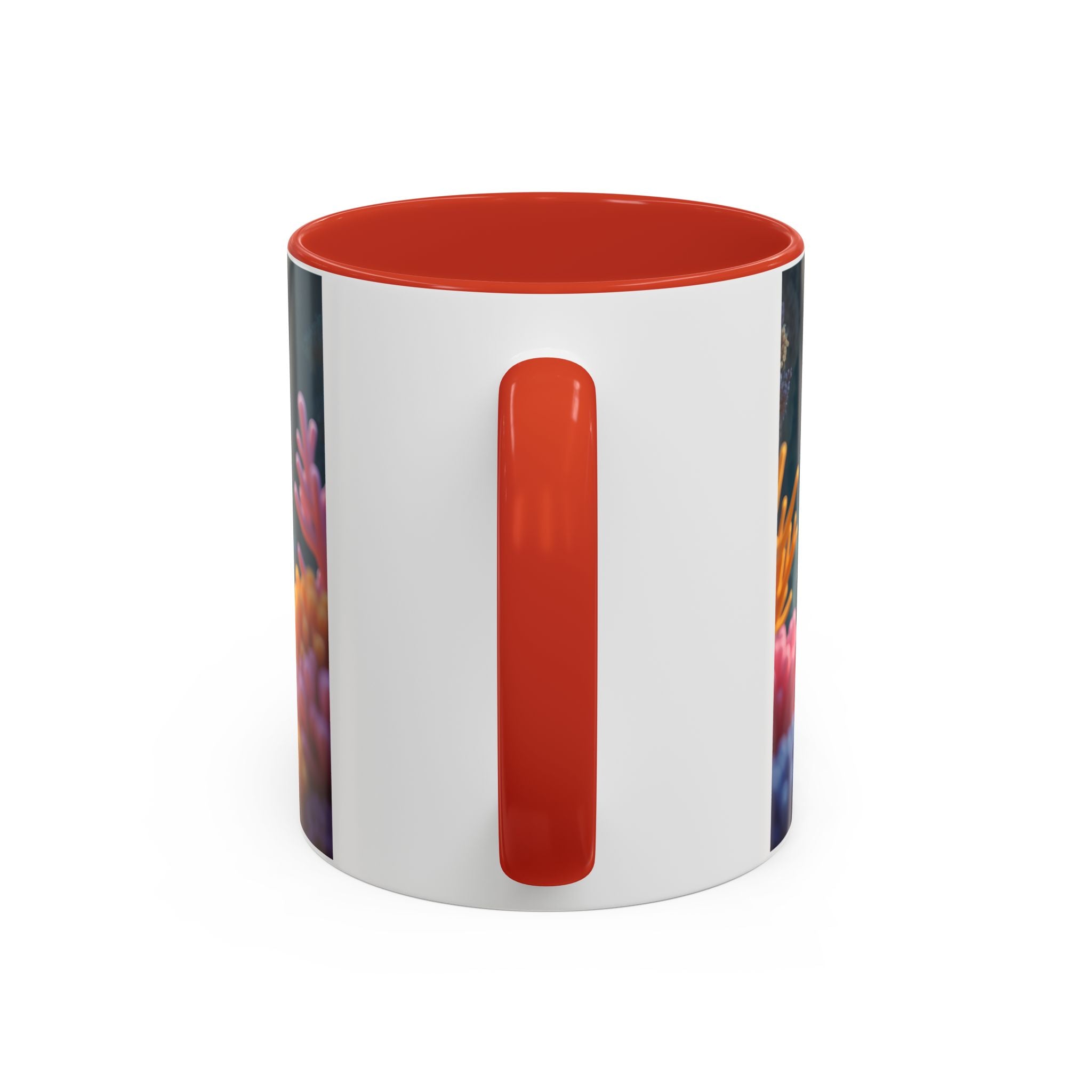 Scuba Diving Couple Accent Coffee Mug — Underwater Coral Reef Design (11/15 oz)