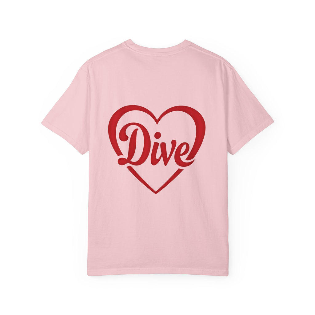 Dive Heart T-Shirt – Red Script Swim/Dive Team Tee