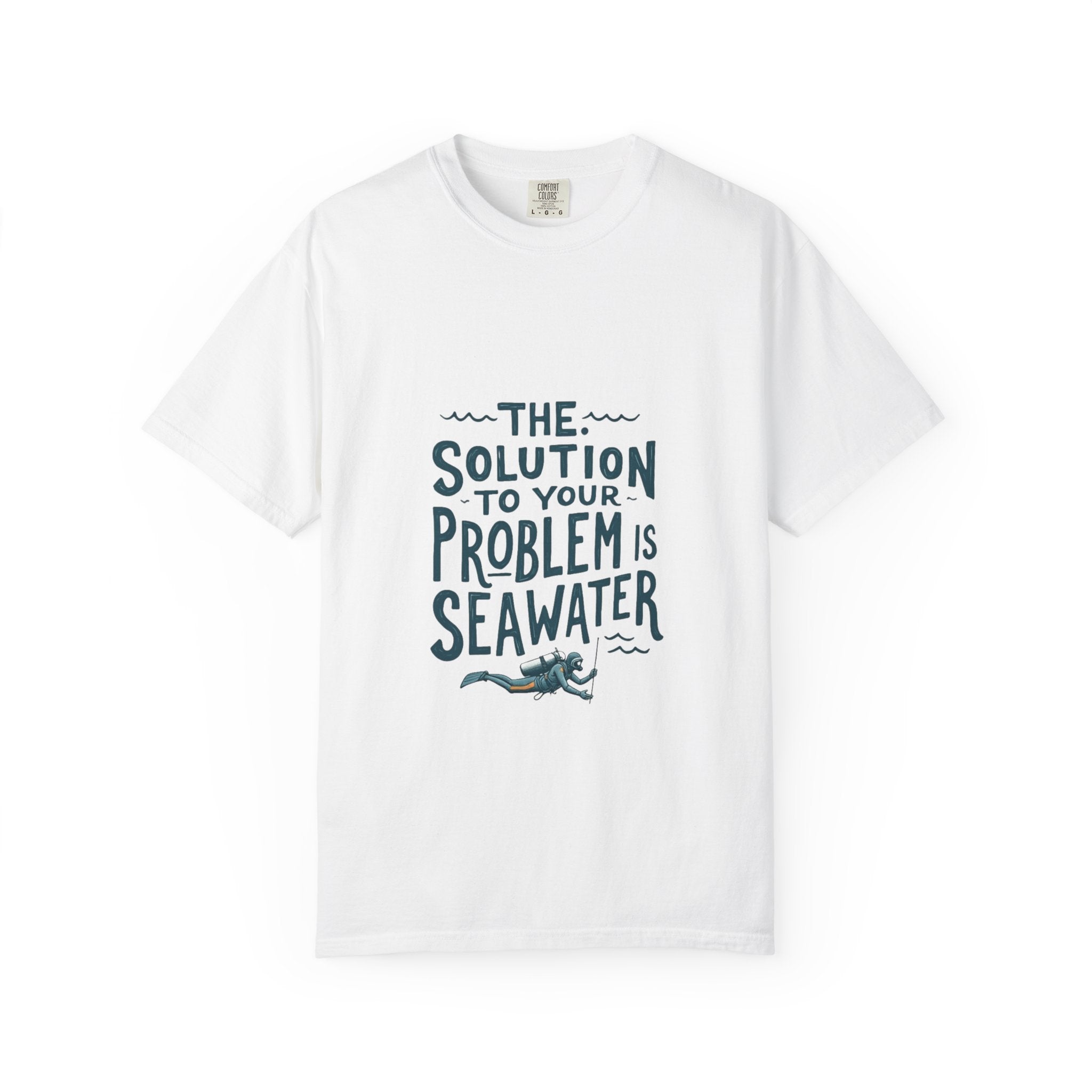 Sea Therapy T-Shirt — "The Solution to Your Problem is Seawater" Ocean Quote Tee