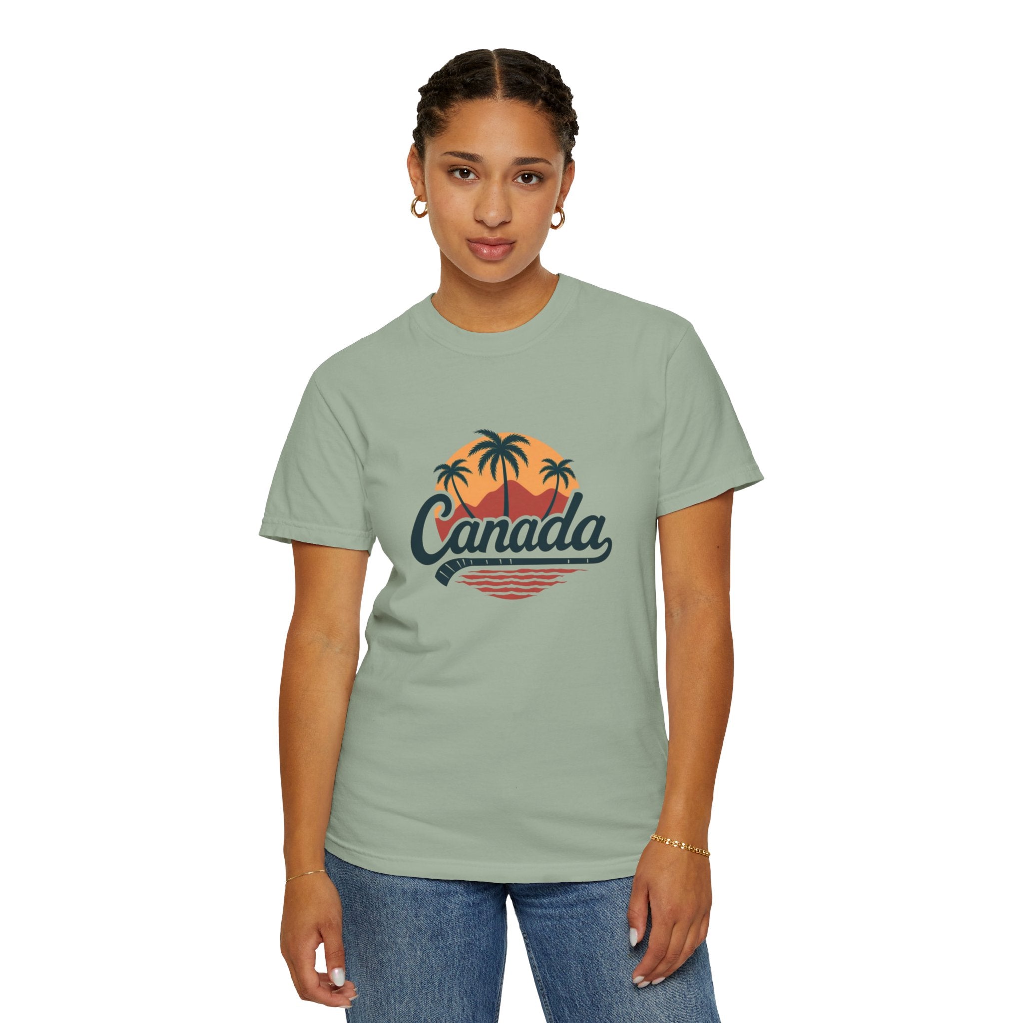 Canada Tropical Tee — Retro Palm Tree Sunset T‑Shirt