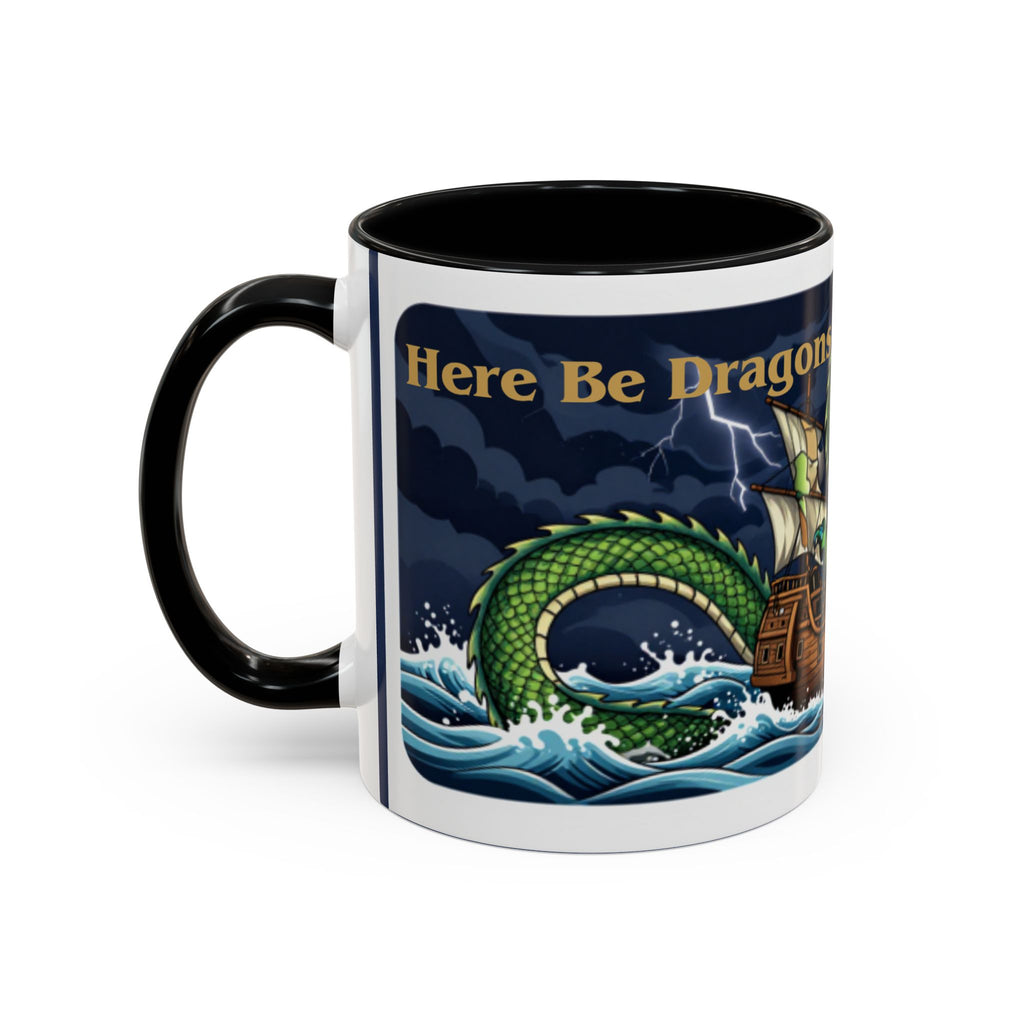 Green Dragon "Here Be Dragons" Fantasy Coffee Mug