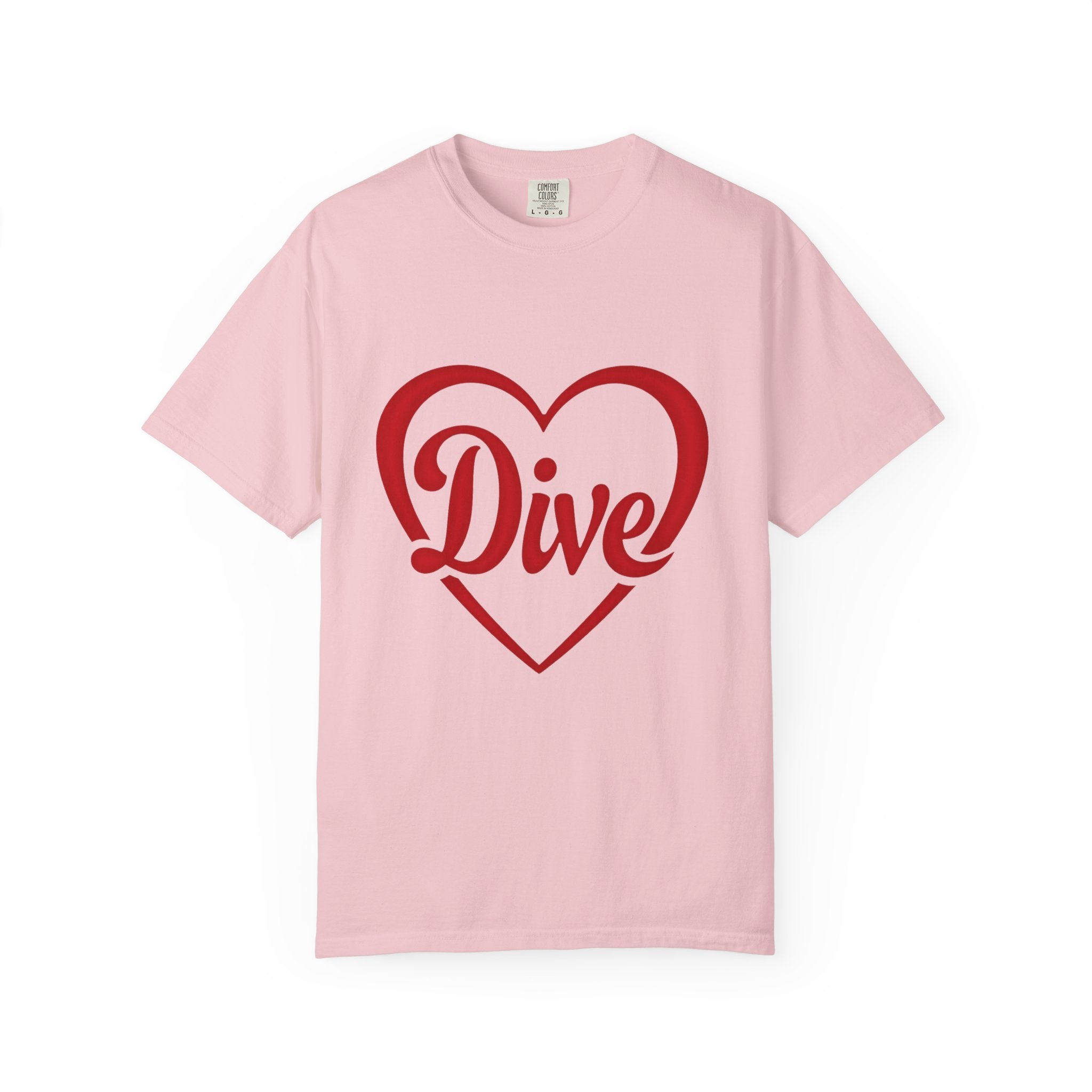 Dive Heart T-Shirt – Red Script Swim/Dive Team Tee