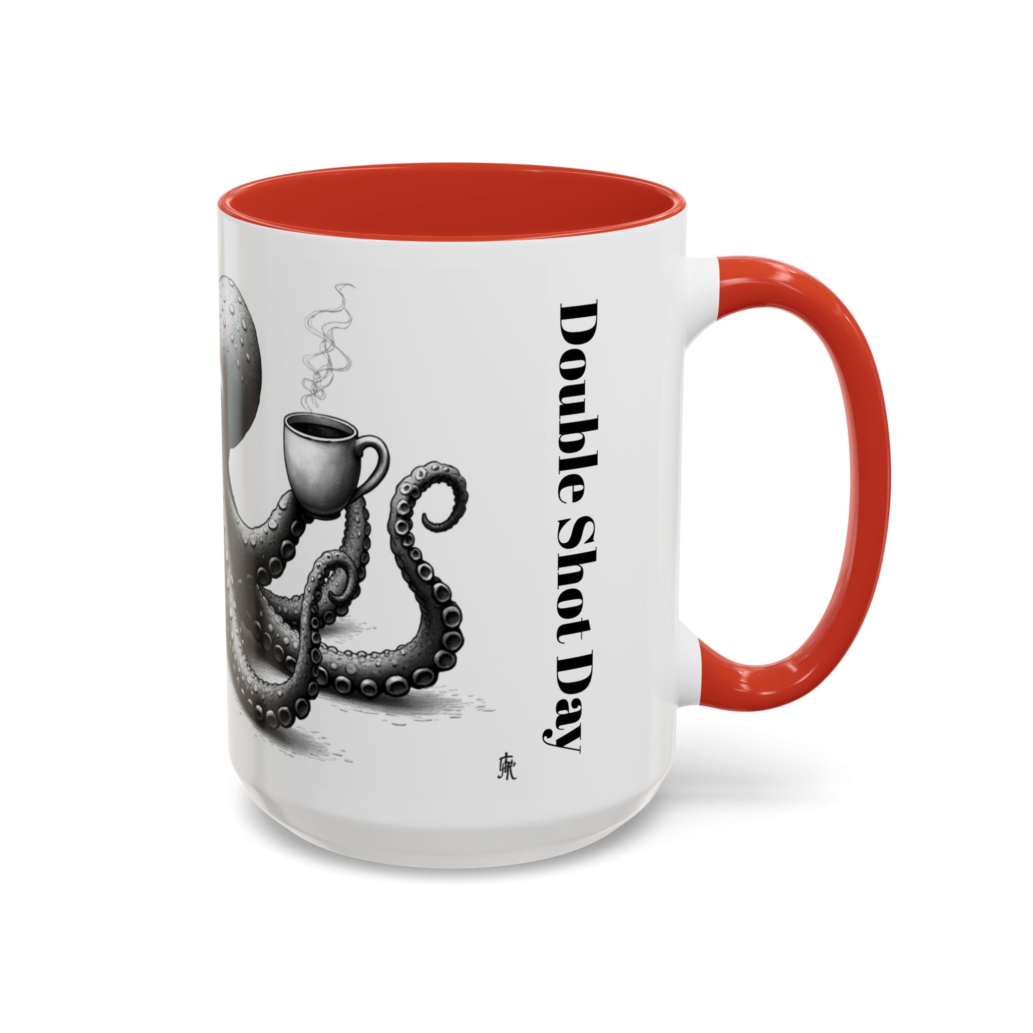 Octopus Coffee Mug — "Double Shot Day" Accent Ceramic Mug (11/15oz)