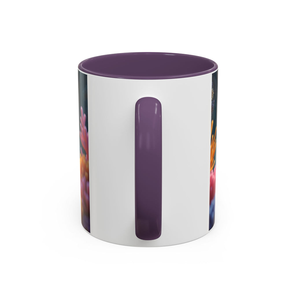 Scuba Diving Couple Accent Coffee Mug — Underwater Coral Reef Design (11/15 oz)