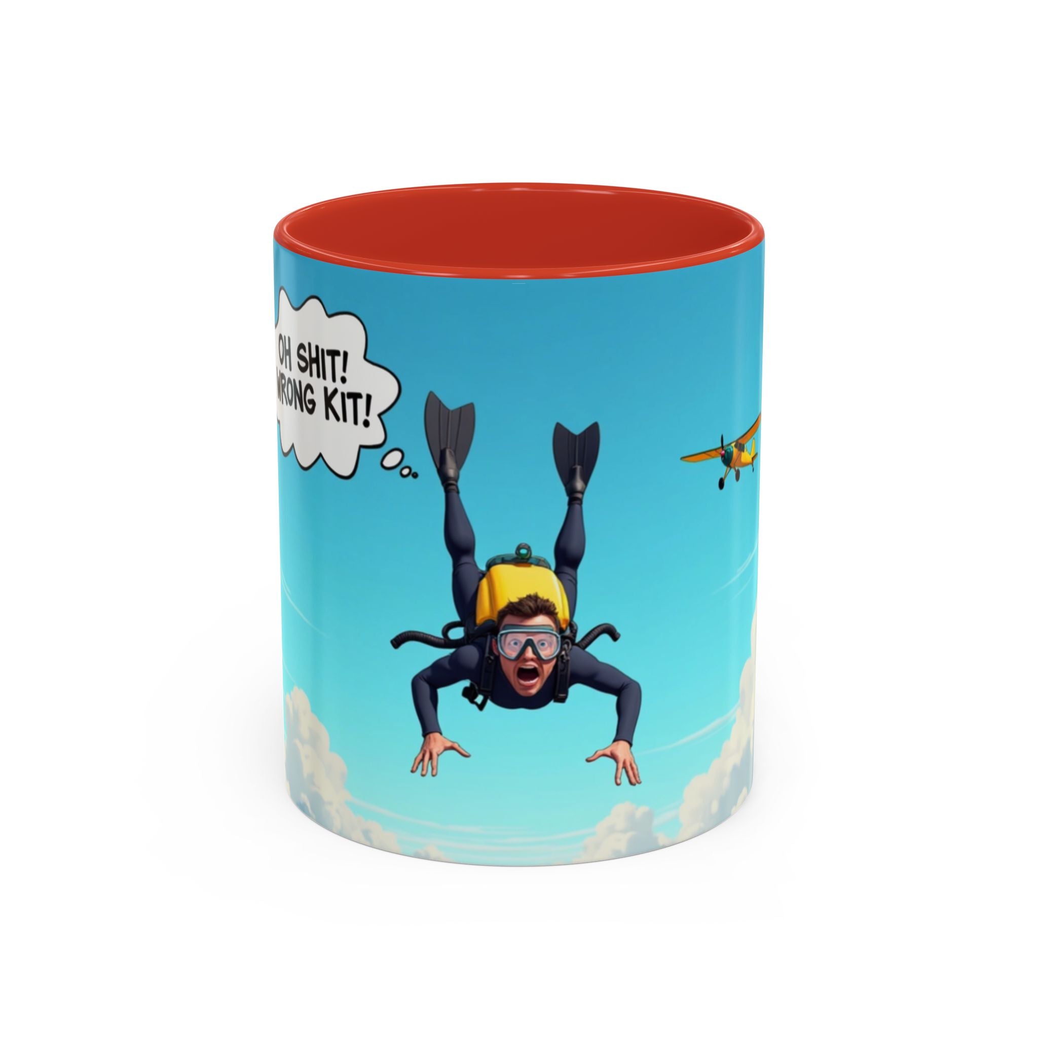 Skydiver Coffee Mug — Funny "Oh Shit! Wrong Kit!" Aviation Mug