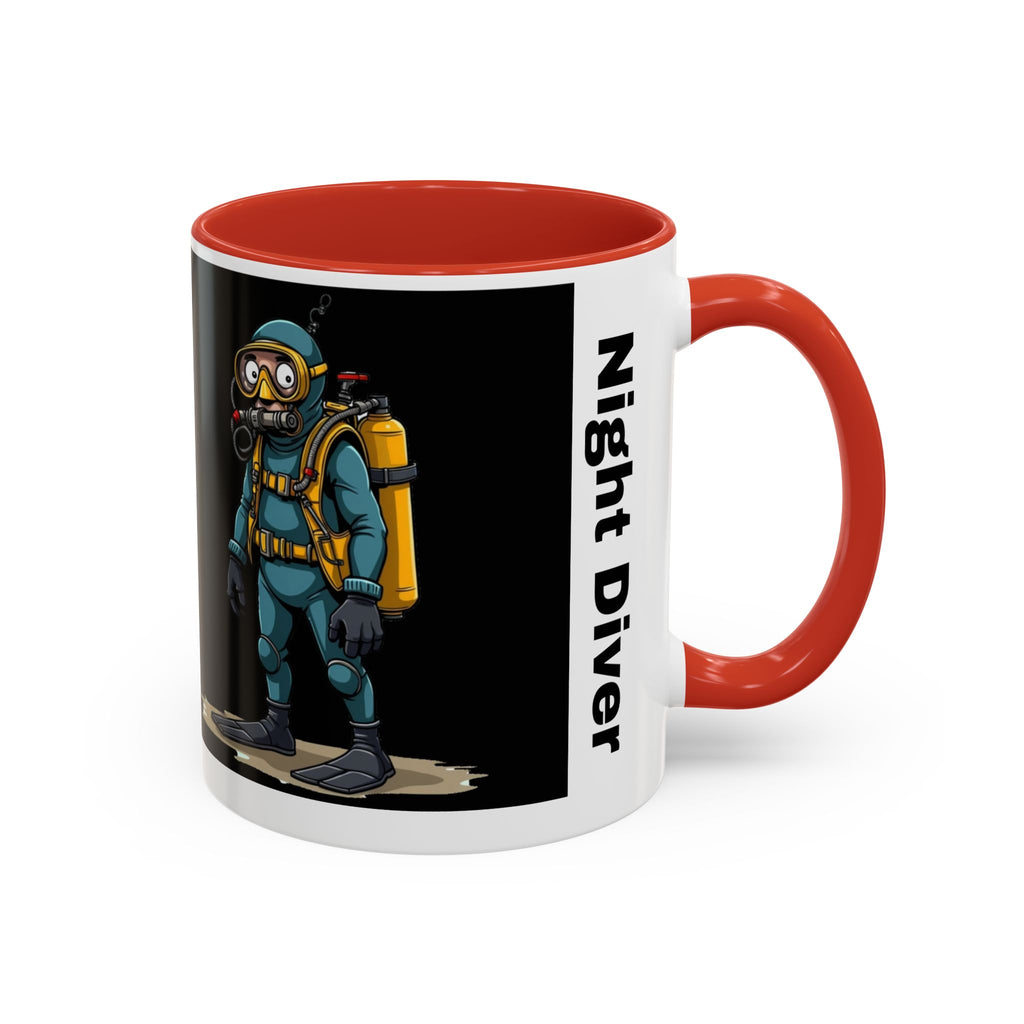 Night Diver Coffee Mug — Scuba Diver Graphic Accent Mug (11/15oz)