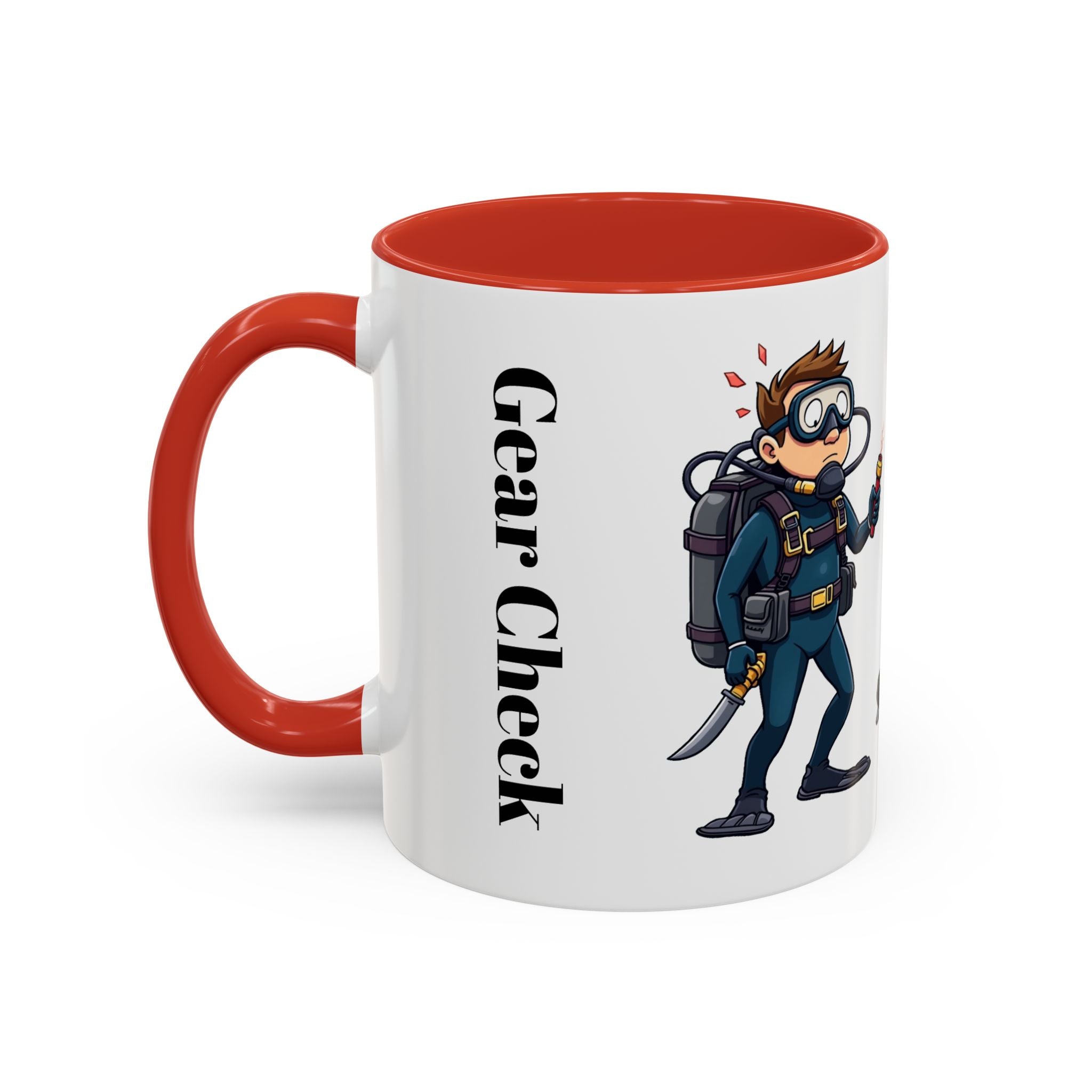 Hockey 'Gear Check' Accent Coffee Mug — Funny Hockey Player Illustration (11/15oz)