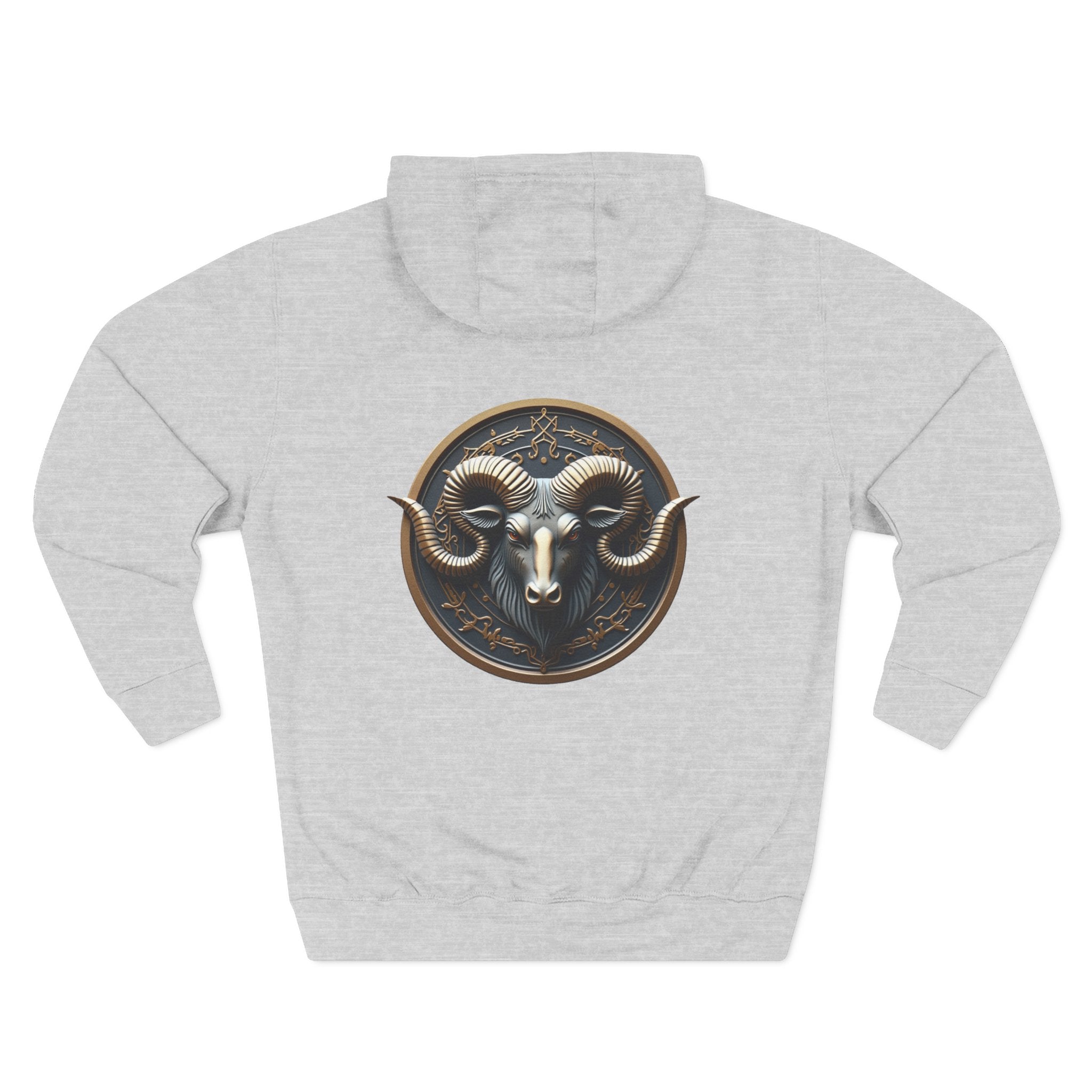Ram Head Medallion Hoodie — Brass Zodiac/Buckram Graphic