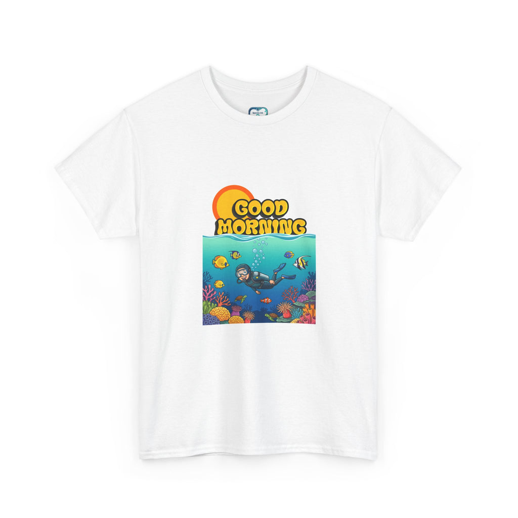 Good Morning Ocean Tee — Retro Sunrise Scuba Diver Graphic T-Shirt