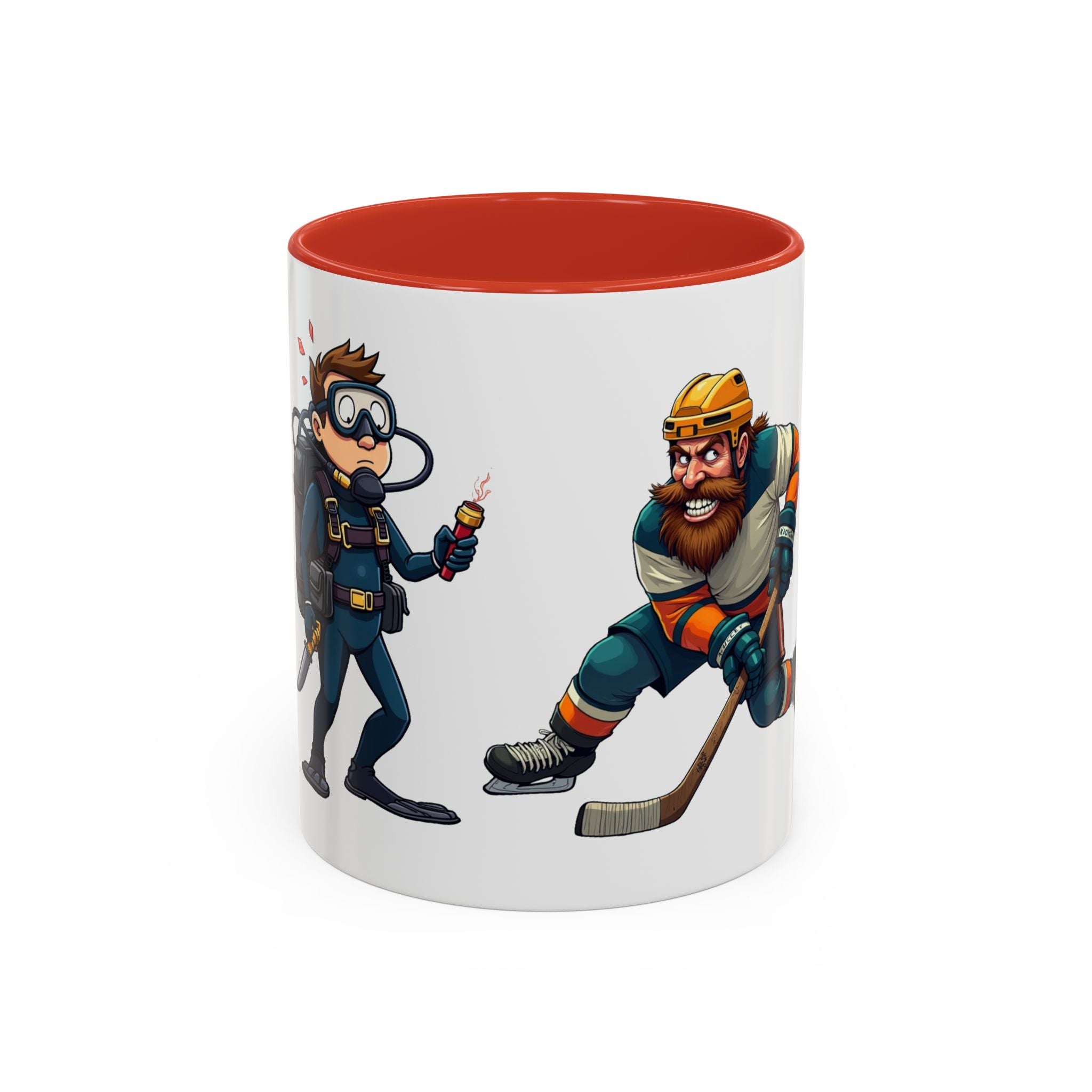 Hockey 'Gear Check' Accent Coffee Mug — Funny Hockey Player Illustration (11/15oz)