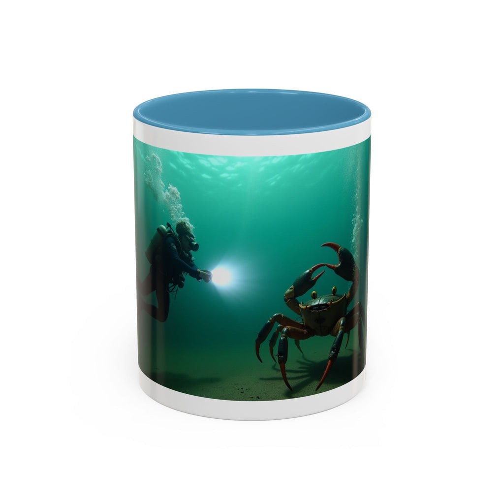 Crab Diver Accent Coffee Mug — Underwater Scuba Scene (11/15oz)