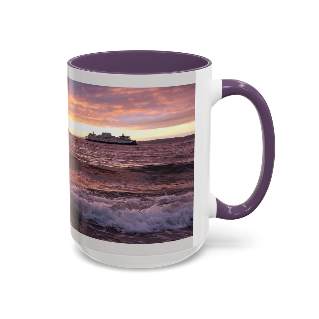 Sunset Ocean Accent Coffee Mug — Seaside Waves Sunrise Photo (11/15oz)