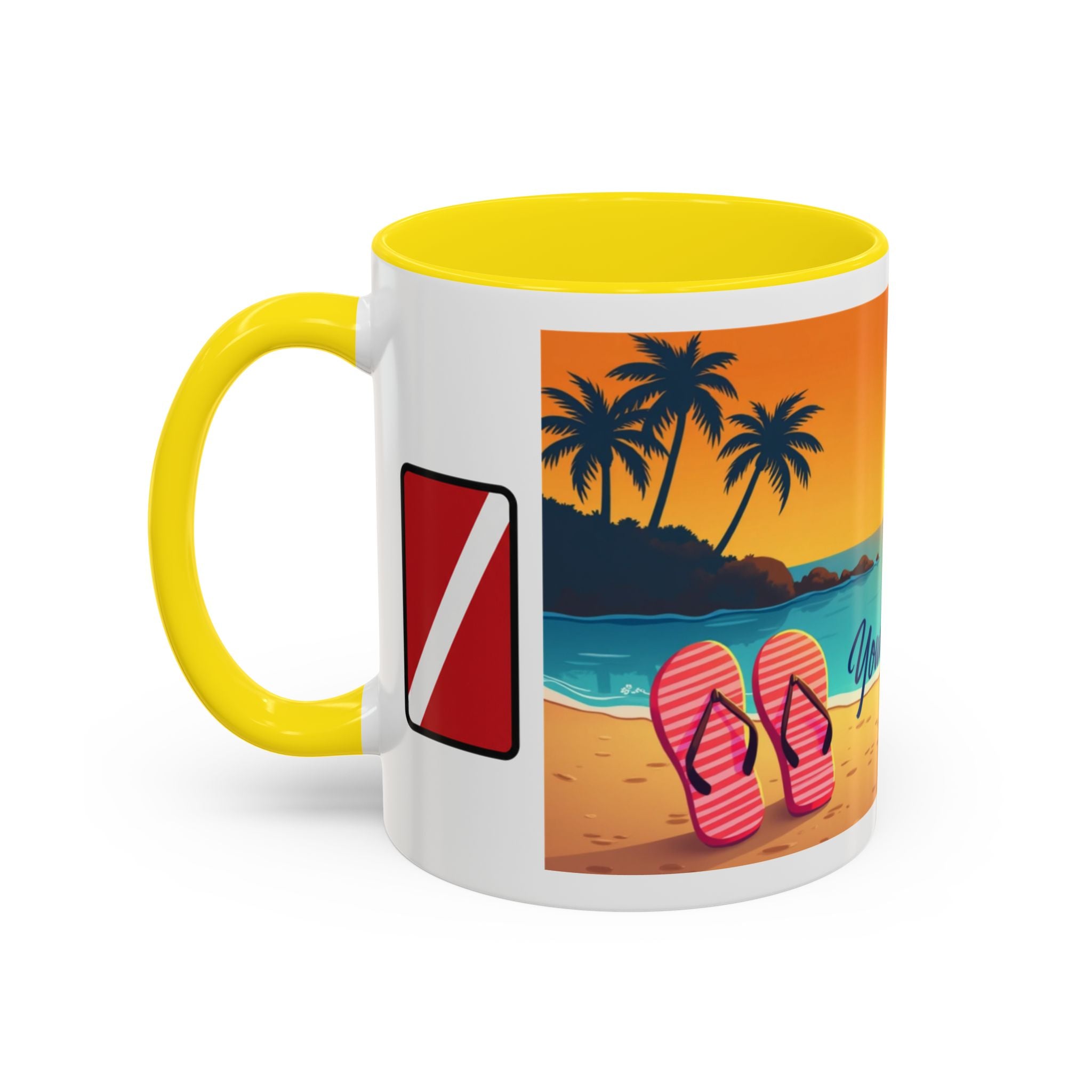Diver's Sunset Accent Coffee Mug — Beach Scuba Dive Graphic (11/15oz)