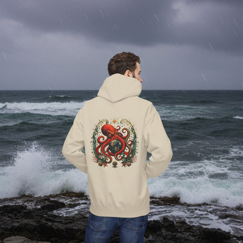 Octopus World Hug Hoodie — Nautical Ocean Conservation Graphic Hoodie