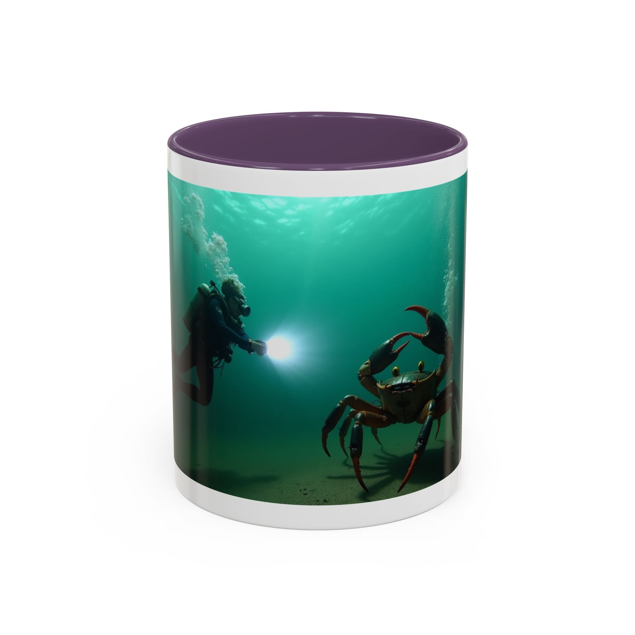 Crab Diver Accent Coffee Mug — Underwater Scuba Scene (11/15oz)