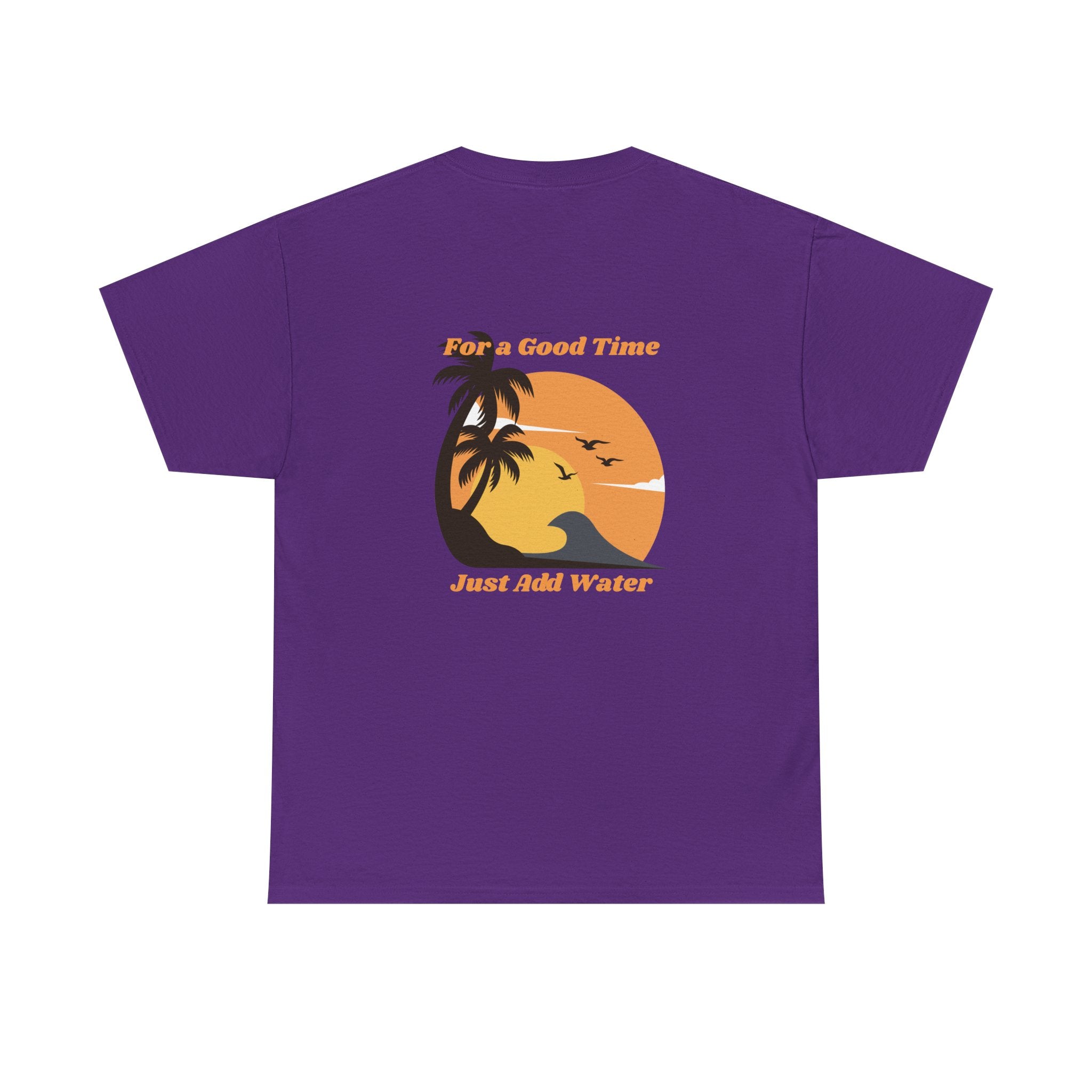 Beach Sunset T-Shirt — "For a Good Time Just Add Water" Retro Palm Tee
