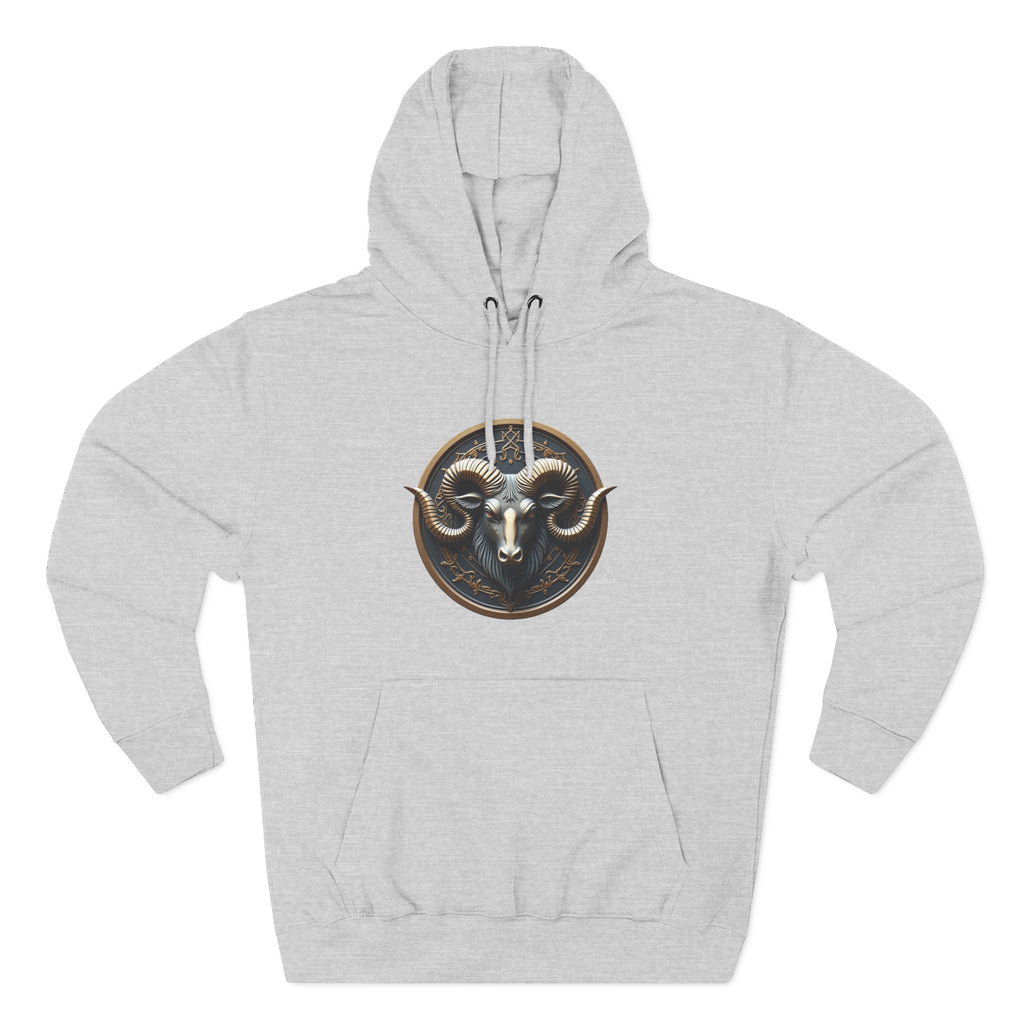 Ram Head Medallion Hoodie — Brass Zodiac/Buckram Graphic