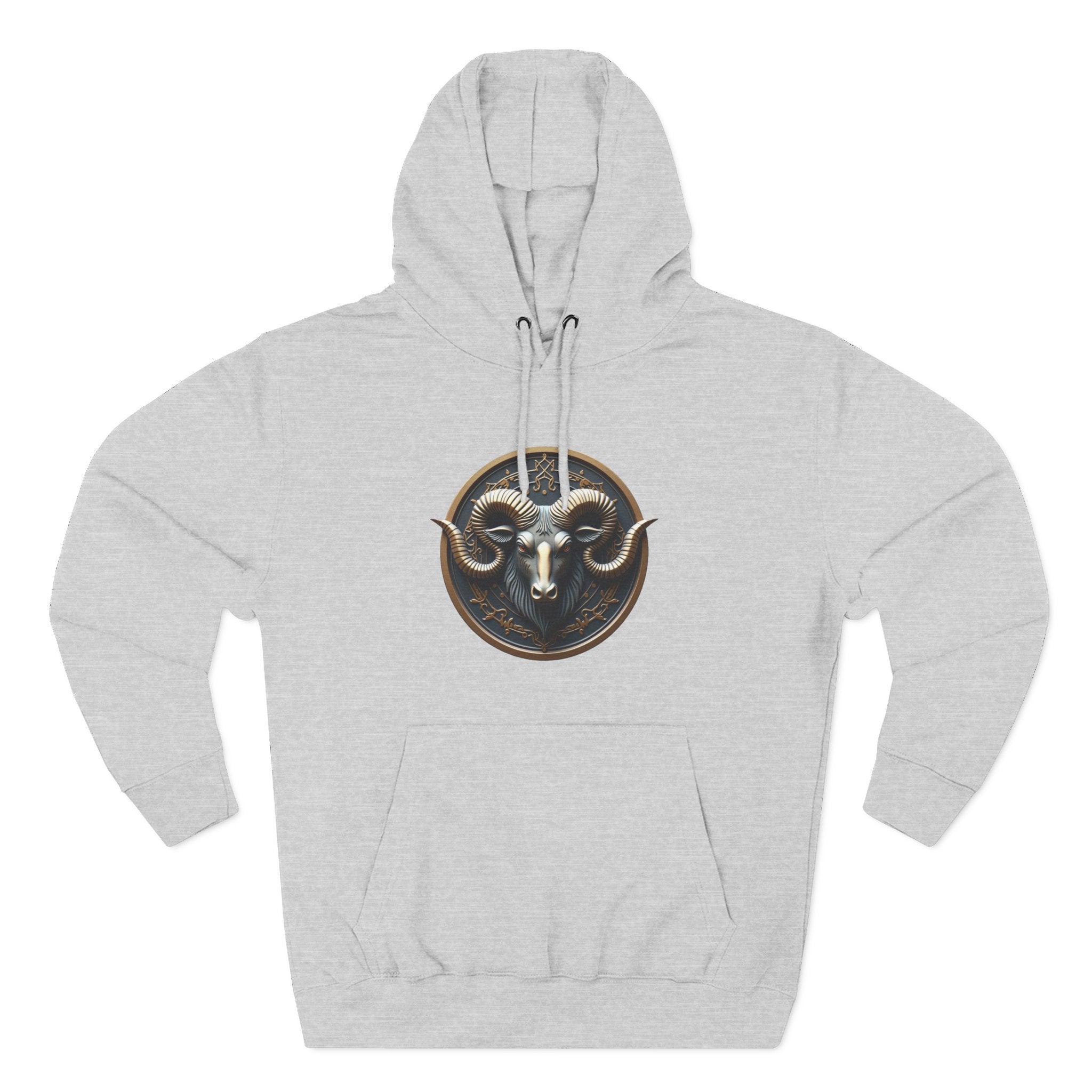 Ram Head Medallion Hoodie — Brass Zodiac/Buckram Graphic