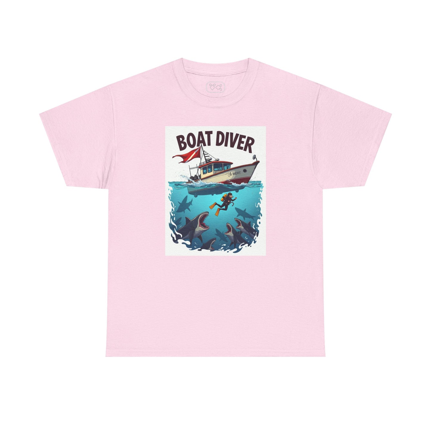 Boat Diver T‑Shirt – Scuba Diving Graphic Tee with Boat and Underwater Scene
