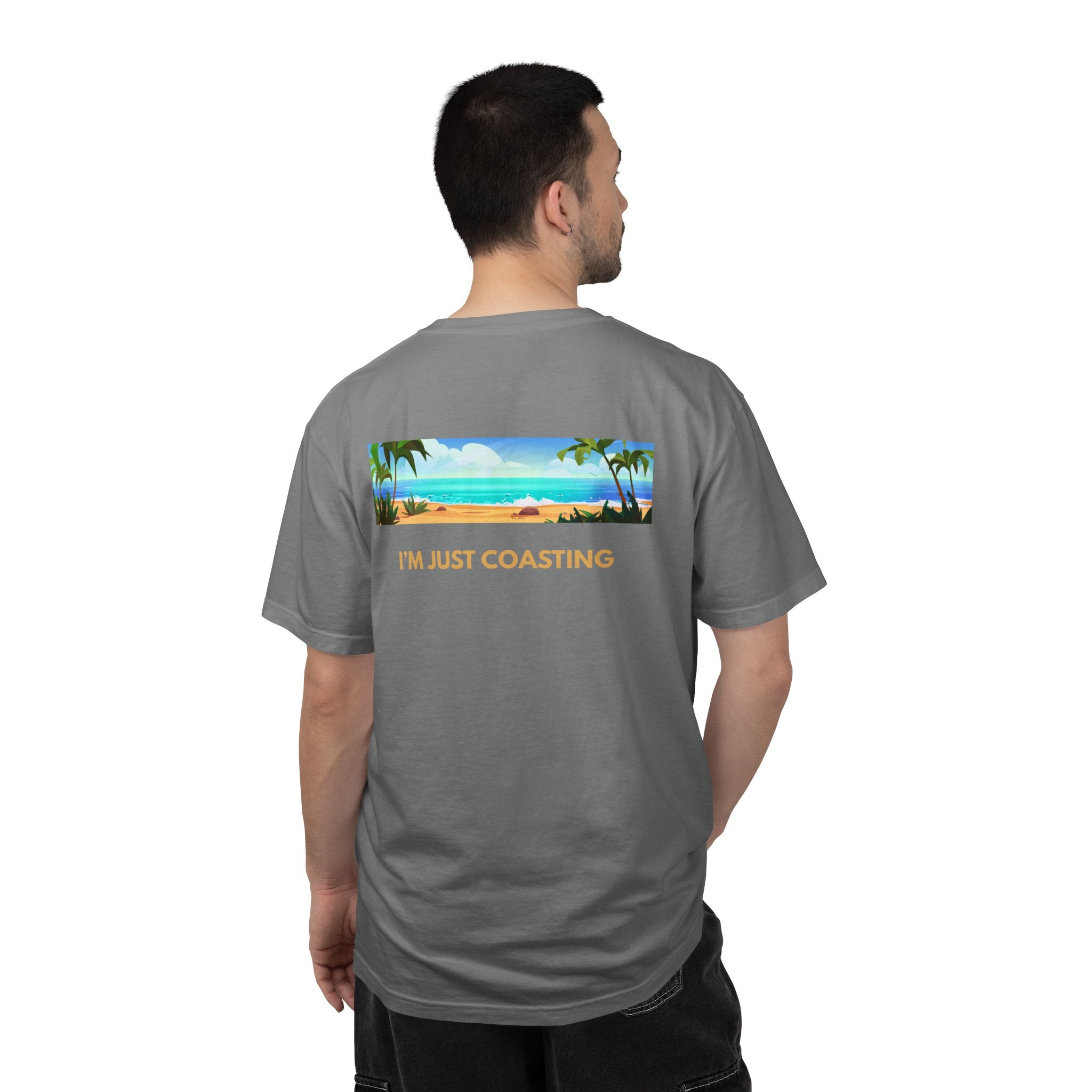 Beach Vibes Tee — "I'm Just Coasting" Coastal Graphic T-Shirt