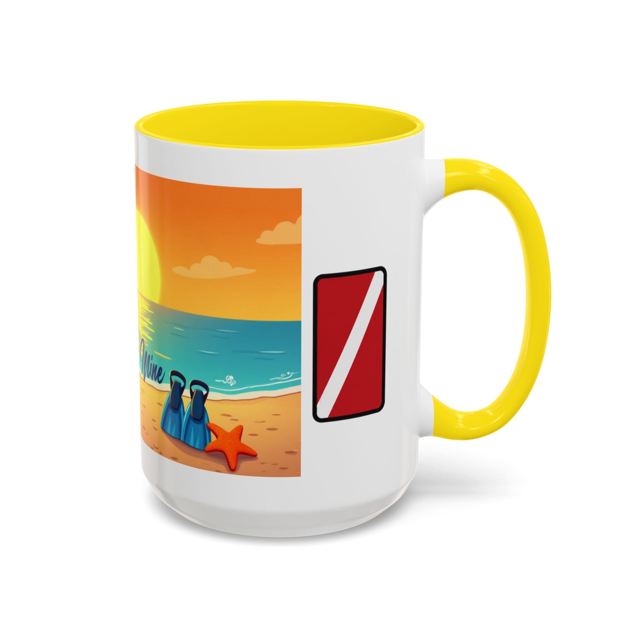 Diver's Sunset Accent Coffee Mug — Beach Scuba Dive Graphic (11/15oz)