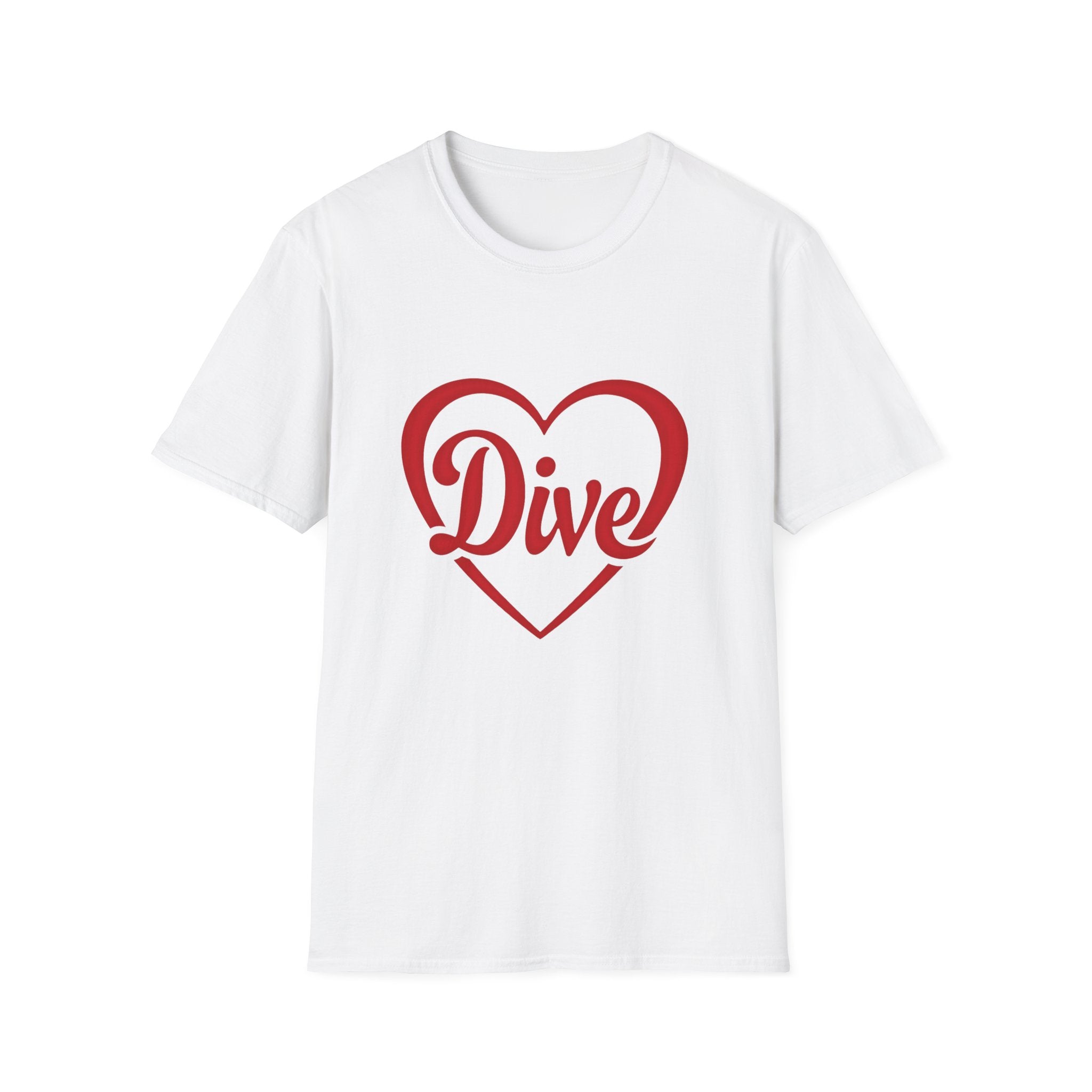 Dive Heart T-Shirt – Red Script Swim/Dive Team Tee