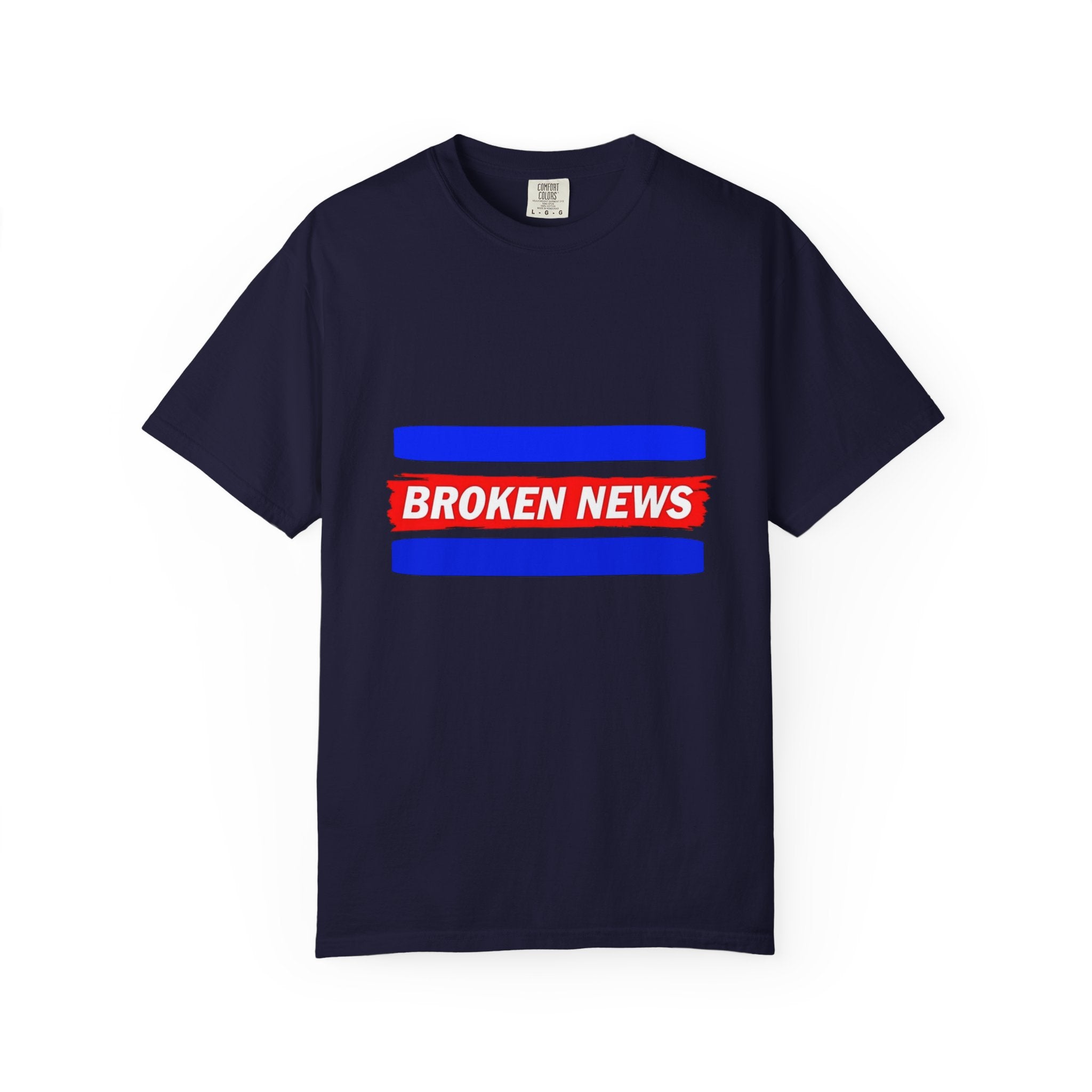 Broken News Tee — Retro Red & Blue Graphic T-Shirt