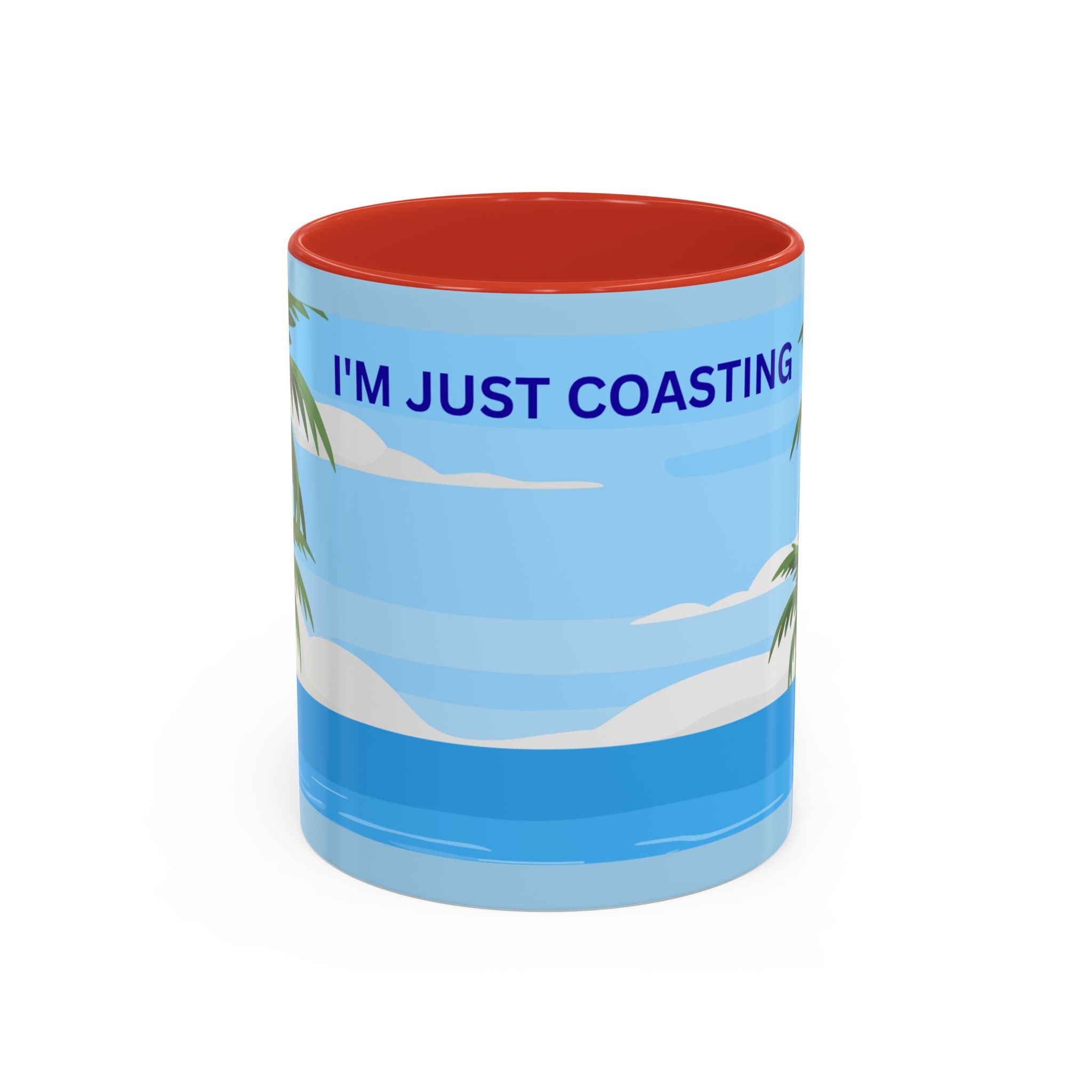 Coffee Mug — “I’m Just Coasting” Tropical Palm Beach Ceramic Accent Mug