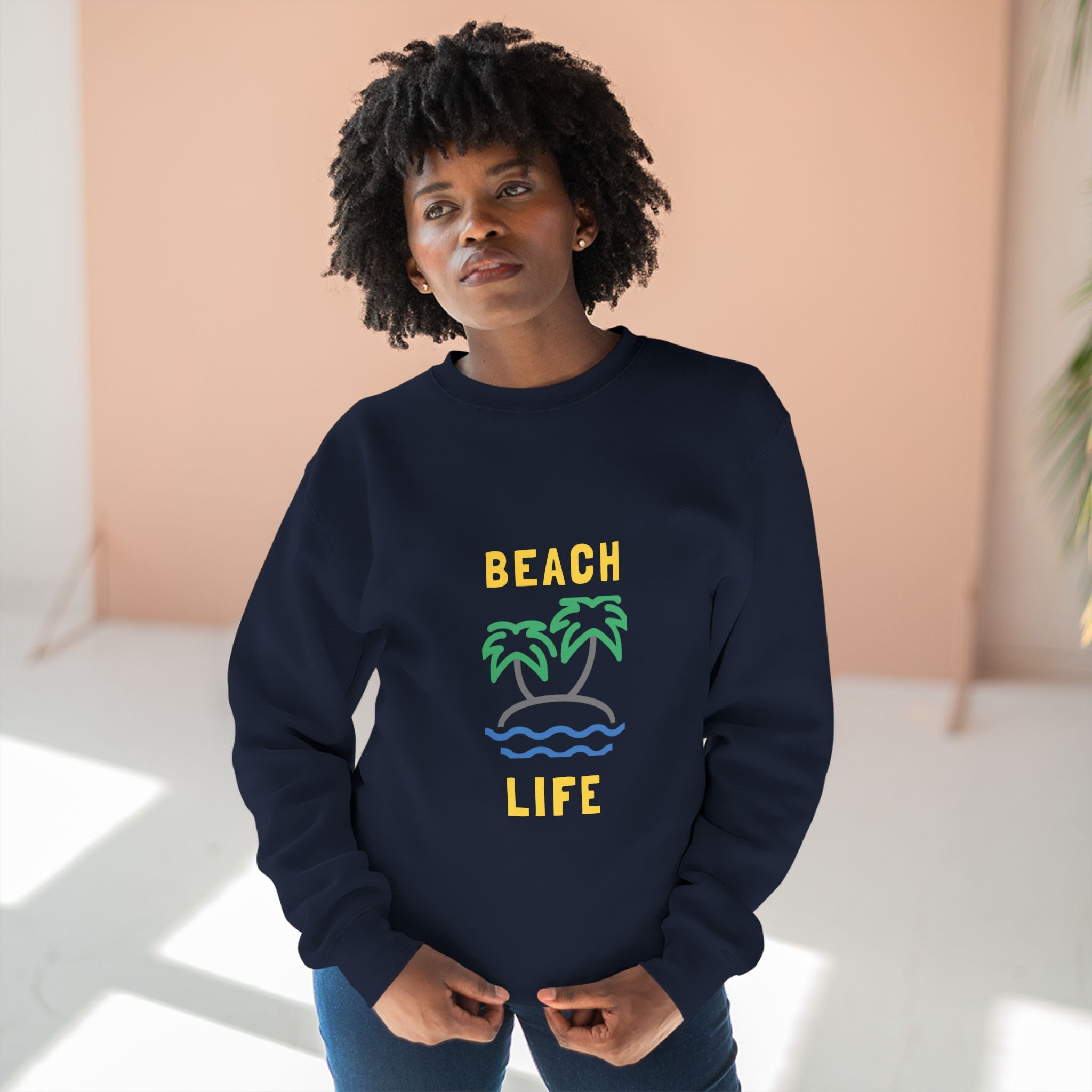 Beach Life Crewneck Sweatshirt — Palm Tree Island Graphic