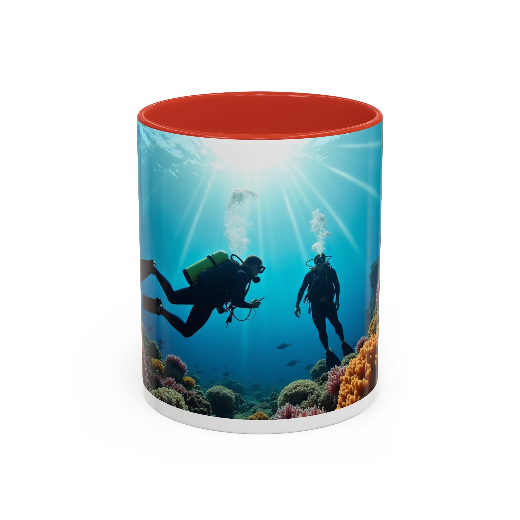 Reef Diver Accent Coffee Mug – Scuba Ocean Underwater Scene (11/15oz)