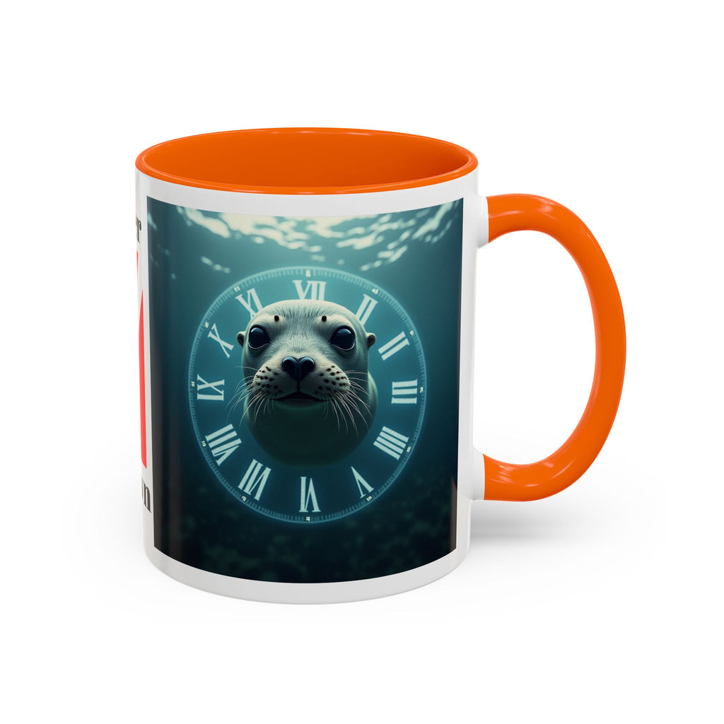 Seal Clock Accent Coffee Mug — Nautical Ocean Animal Coffee Cup (11/15 oz)