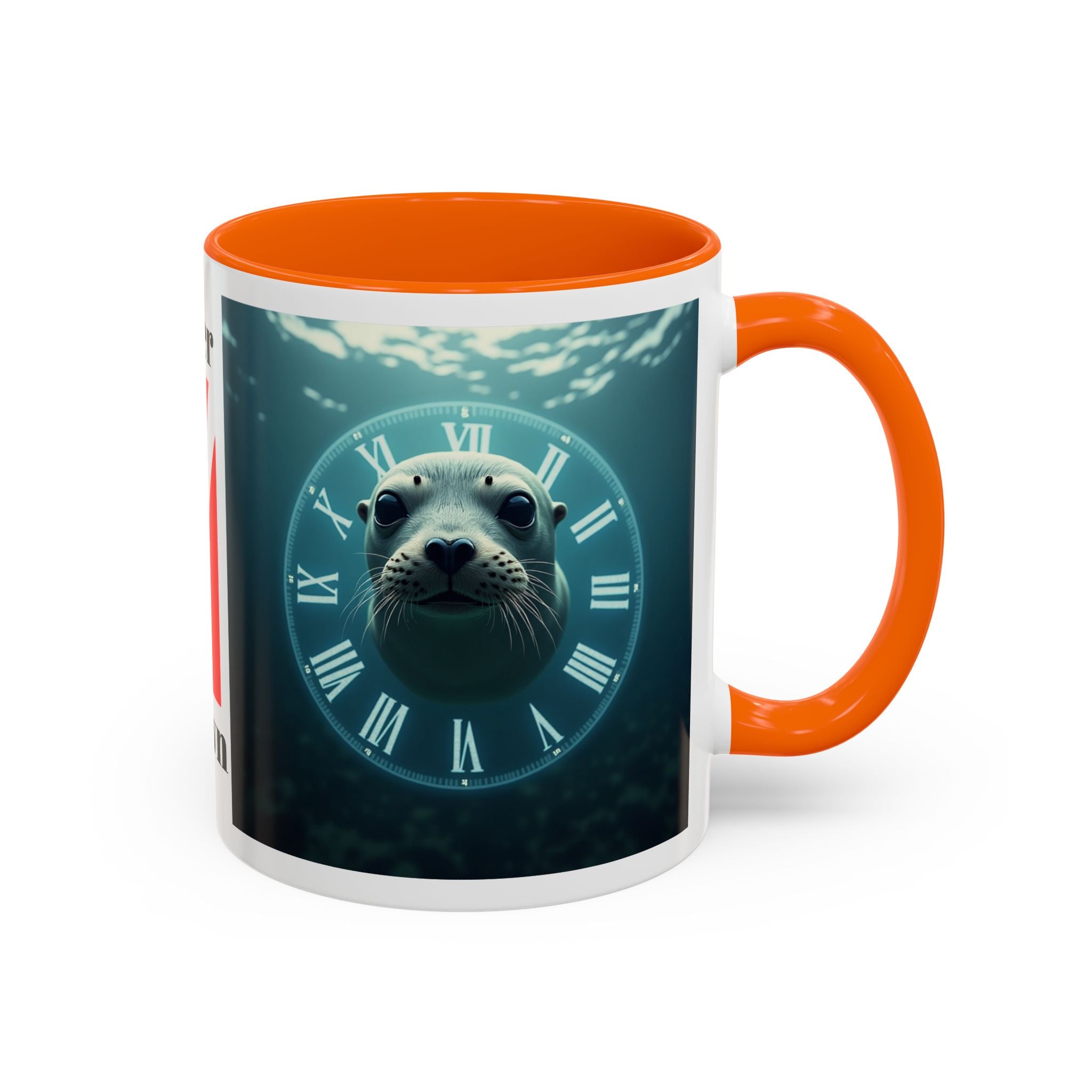 Seal Clock Accent Coffee Mug — Nautical Ocean Animal Coffee Cup (11/15 oz)