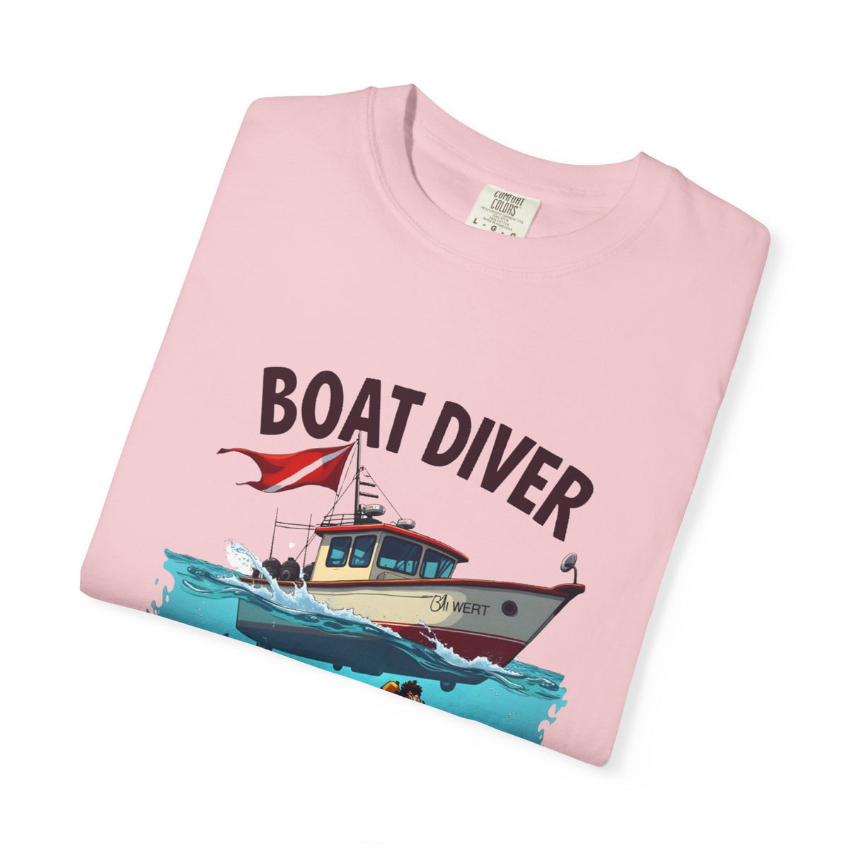 Boat Diver T‑Shirt – Scuba Diving Graphic Tee with Boat and Underwater Scene