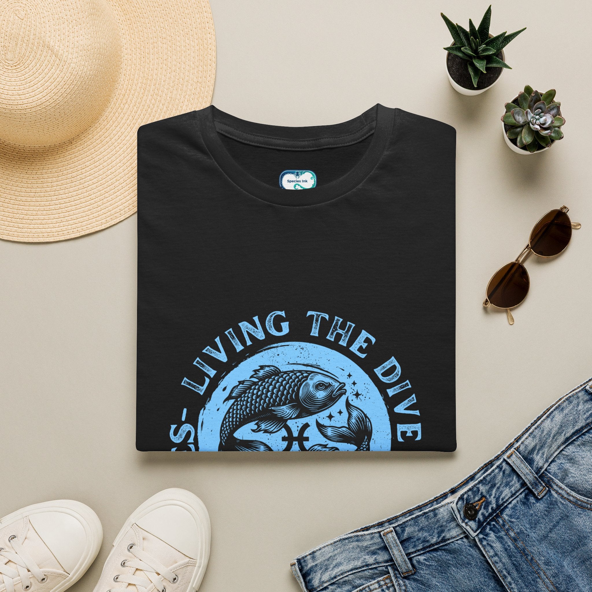 Living the Dive Fish Graphic T-Shirt — Scuba Diver Ocean Tee