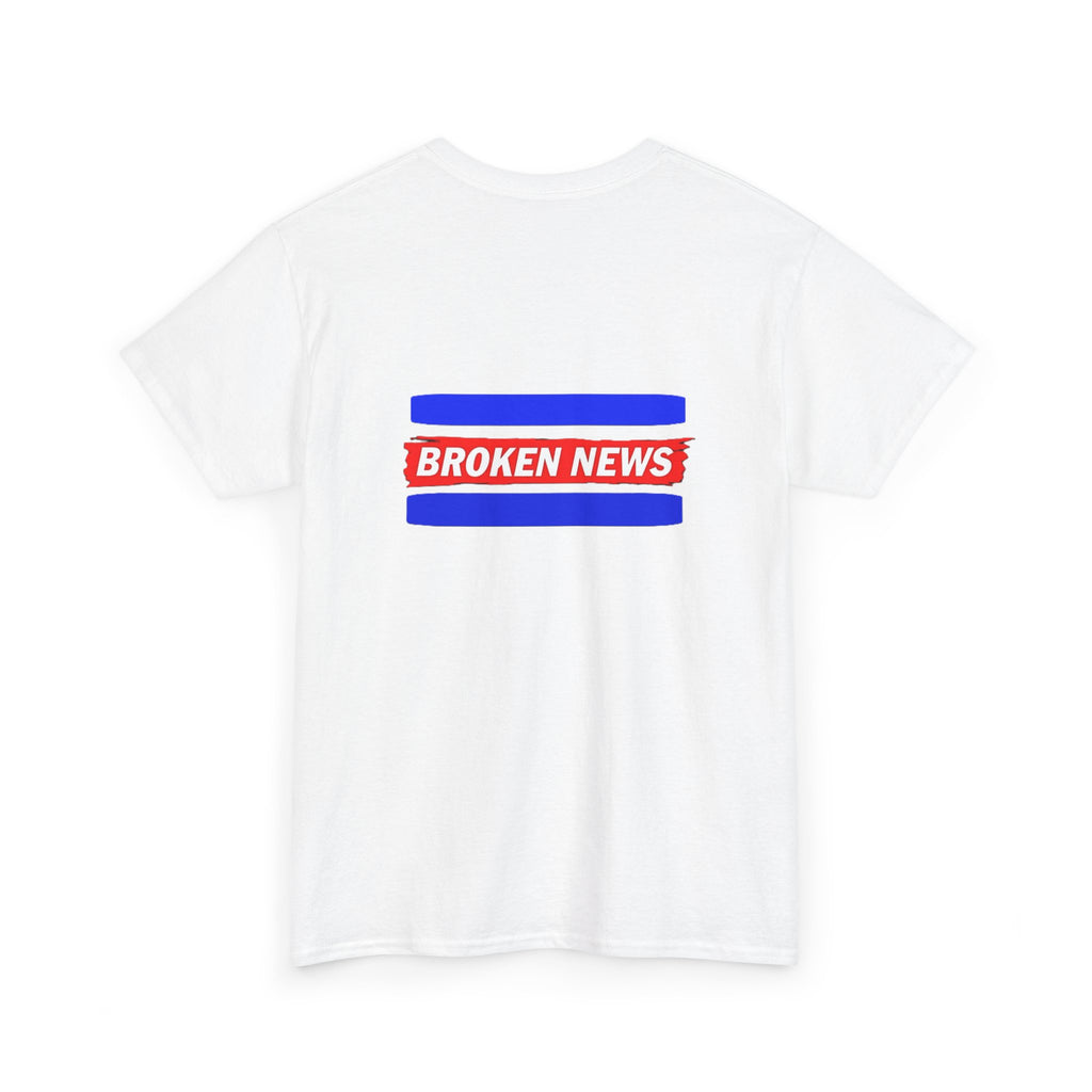 Broken News Tee — Retro Red & Blue Graphic T-Shirt