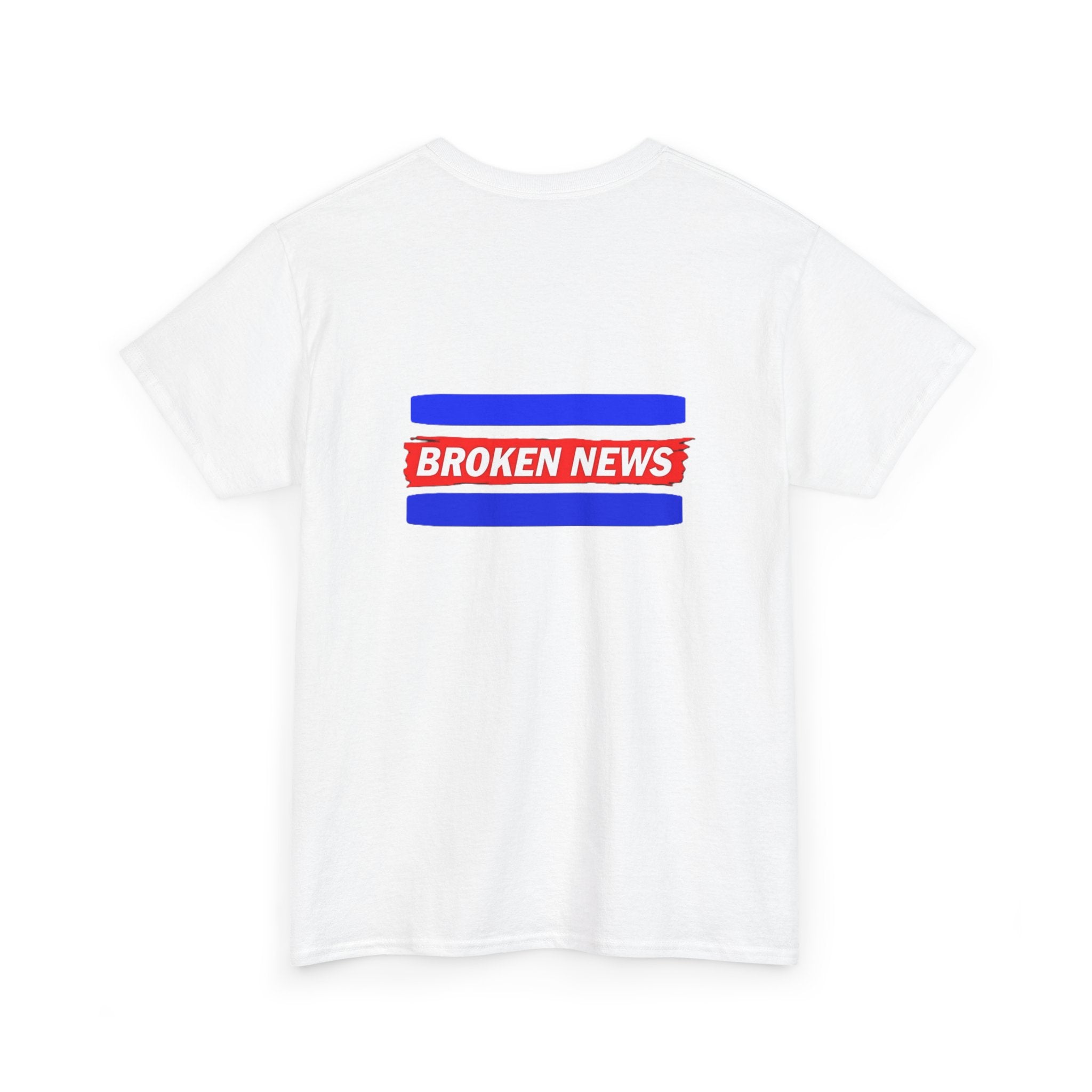 Broken News Tee — Retro Red & Blue Graphic T-Shirt