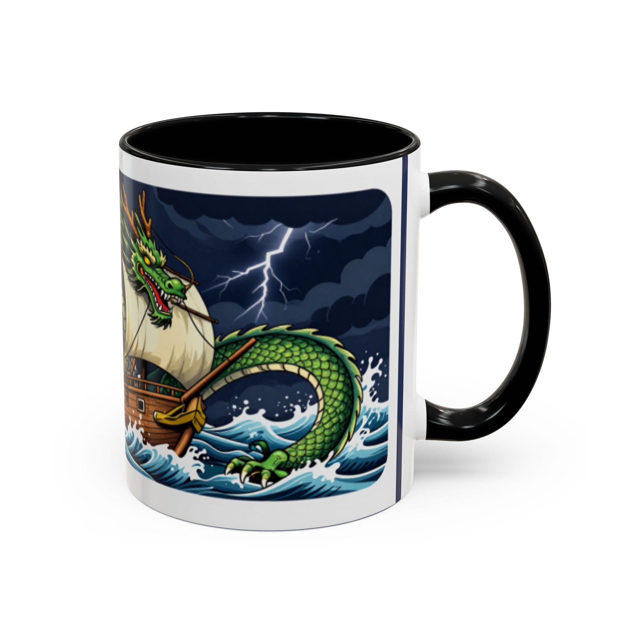 Green Dragon "Here Be Dragons" Fantasy Coffee Mug