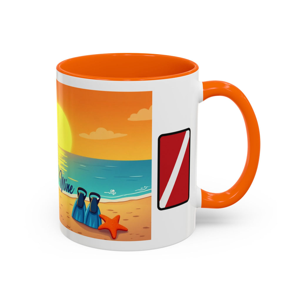 Diver's Sunset Accent Coffee Mug — Beach Scuba Dive Graphic (11/15oz)