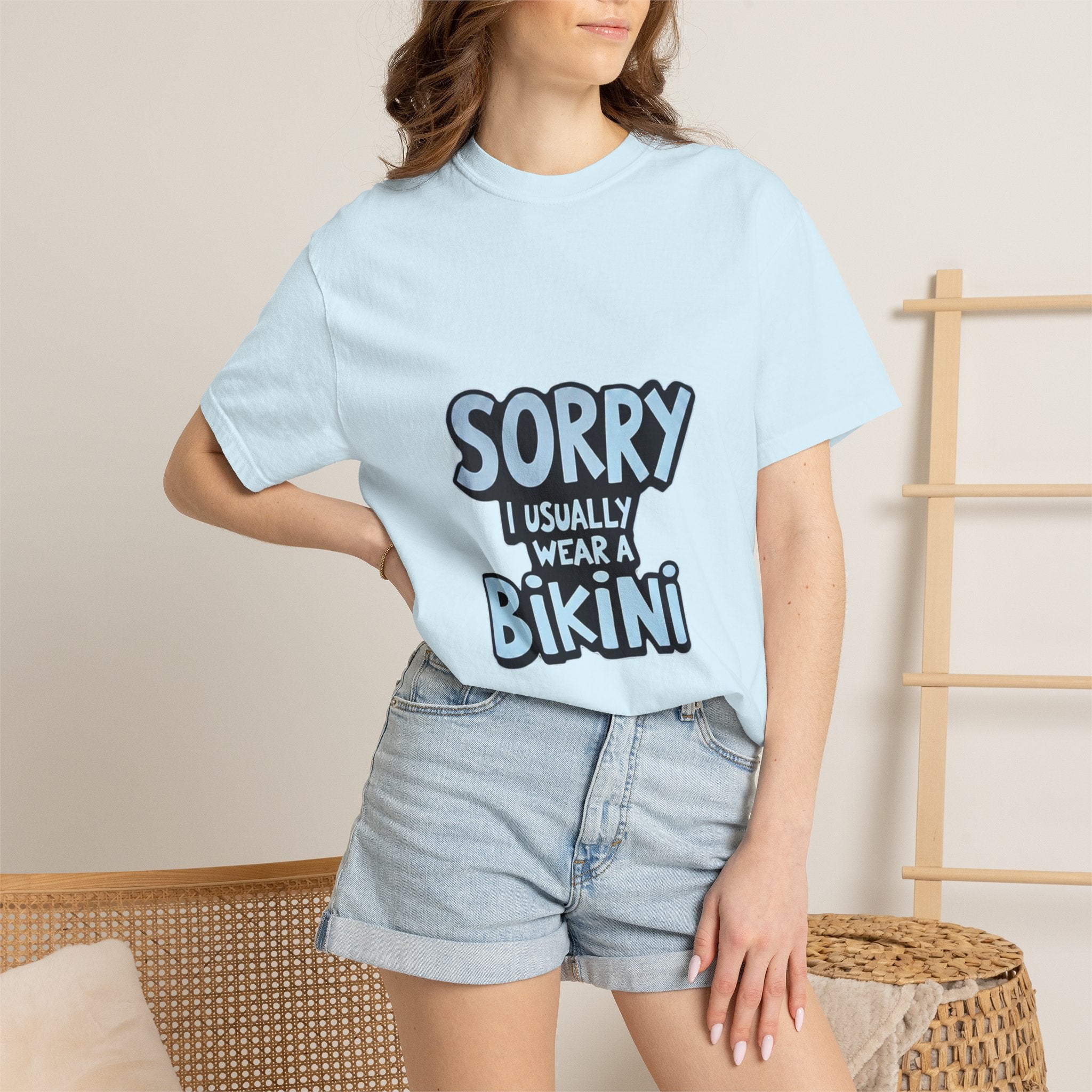 "Sorry I Usually Wear Bikini" Graphic Tee - Funny Beach Lover T-Shirt