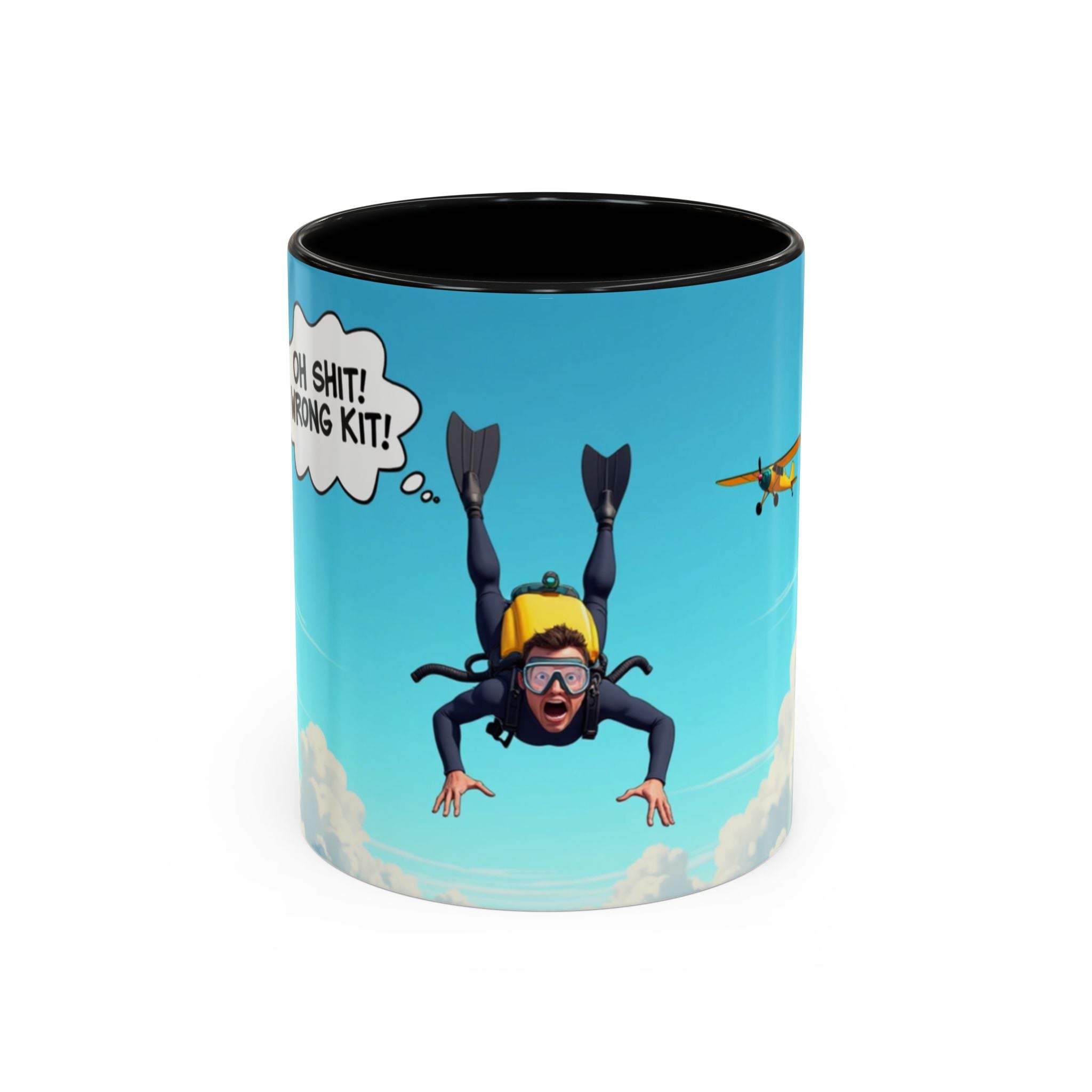 Skydiver Coffee Mug — Funny "Oh Shit! Wrong Kit!" Aviation Mug