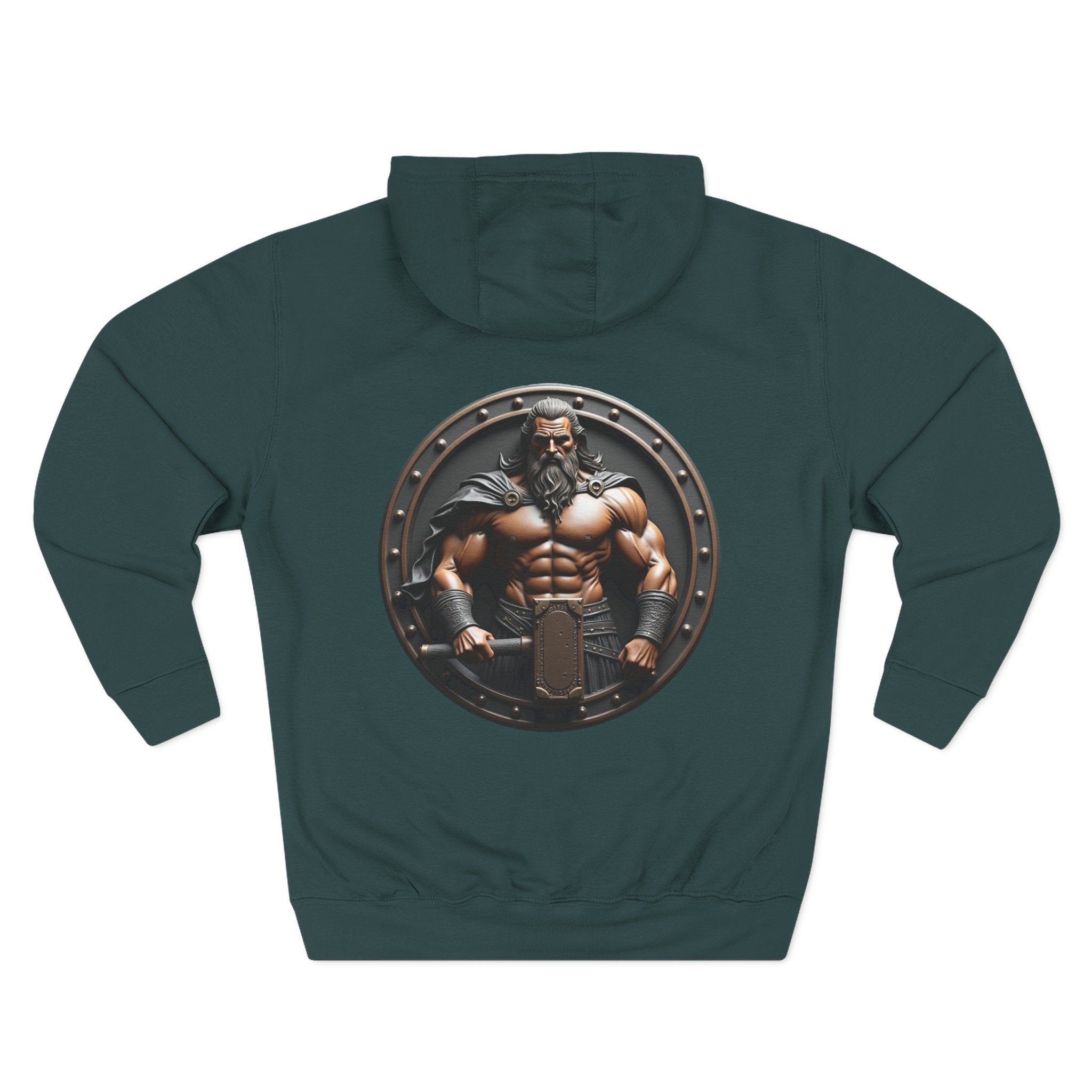 Viking Warrior Shield Hoodie — Muscular Norse Mythology Graphic Hoodie