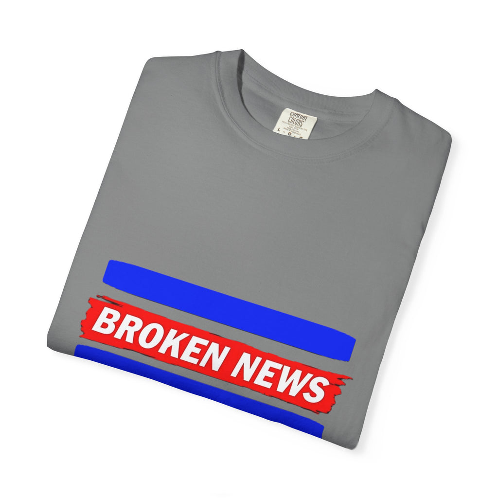 Broken News Tee — Retro Red & Blue Graphic T-Shirt