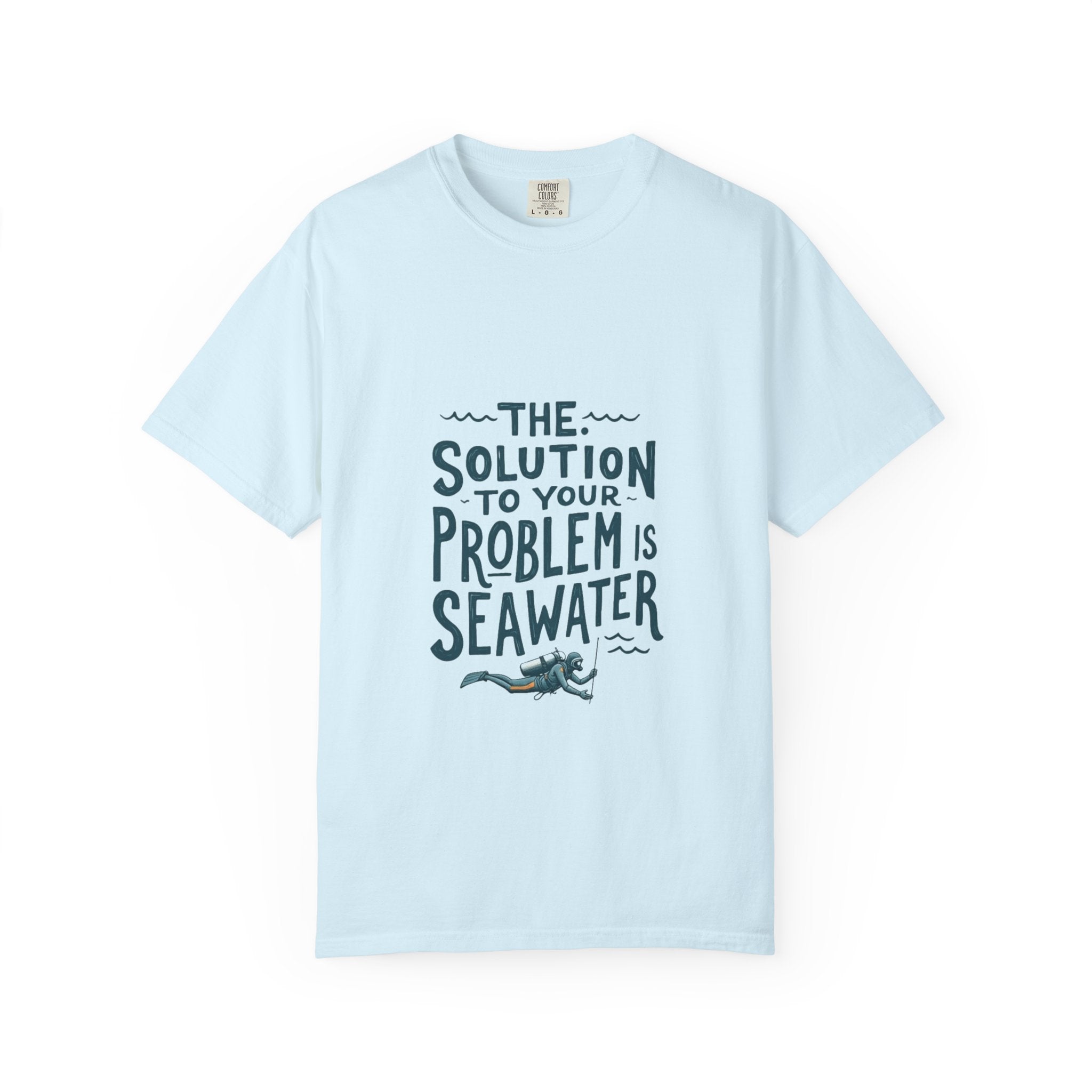 Sea Therapy T-Shirt — "The Solution to Your Problem is Seawater" Ocean Quote Tee