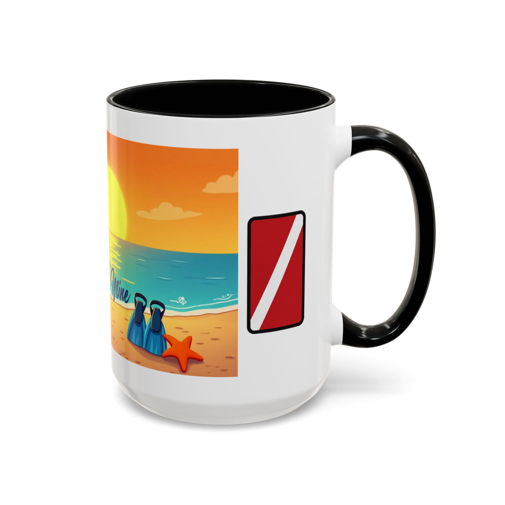 Diver's Sunset Accent Coffee Mug — Beach Scuba Dive Graphic (11/15oz)