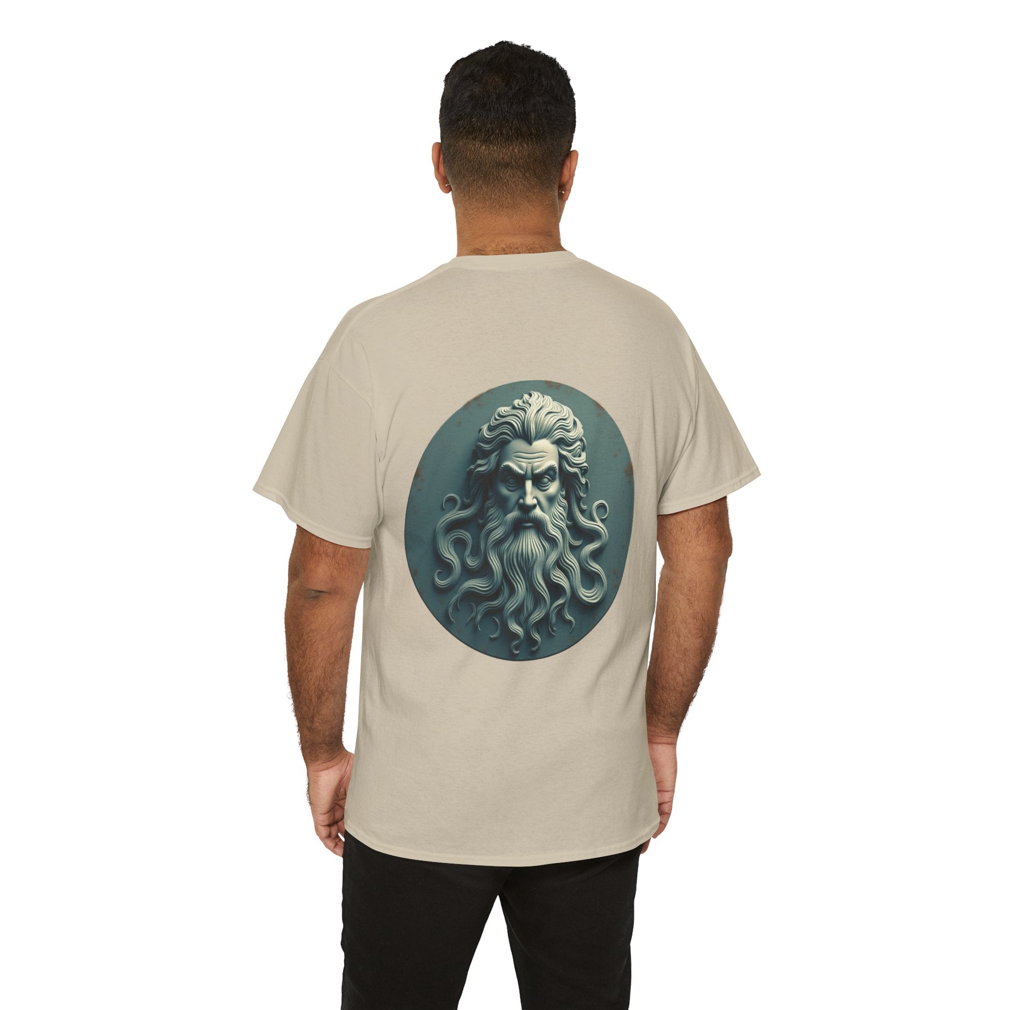 Mythic Neptune Head T-Shirt — Ocean God Sculpture Tee