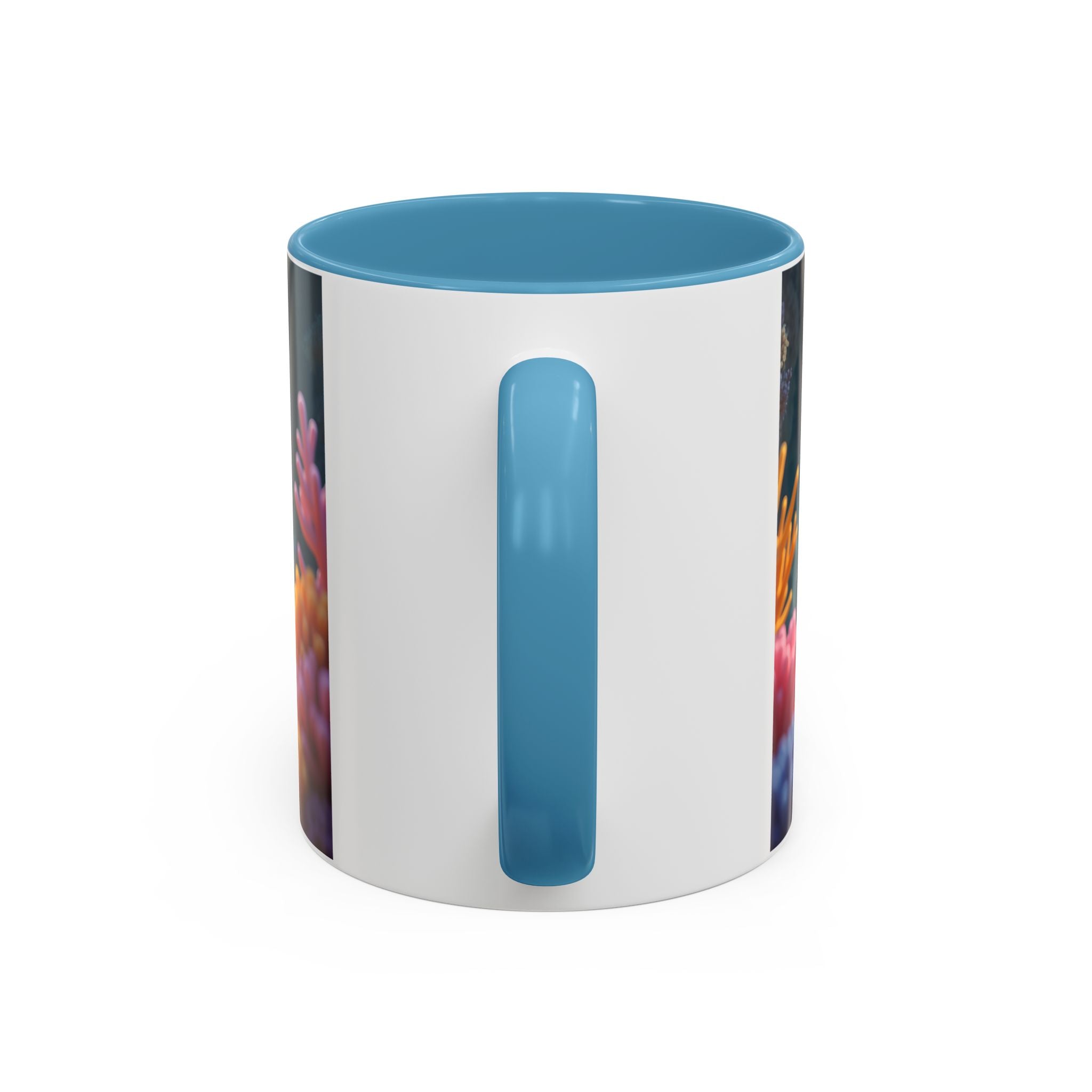 Scuba Diving Couple Accent Coffee Mug — Underwater Coral Reef Design (11/15 oz)