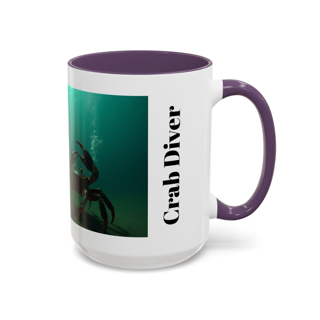 Crab Diver Accent Coffee Mug — Underwater Scuba Scene (11/15oz)