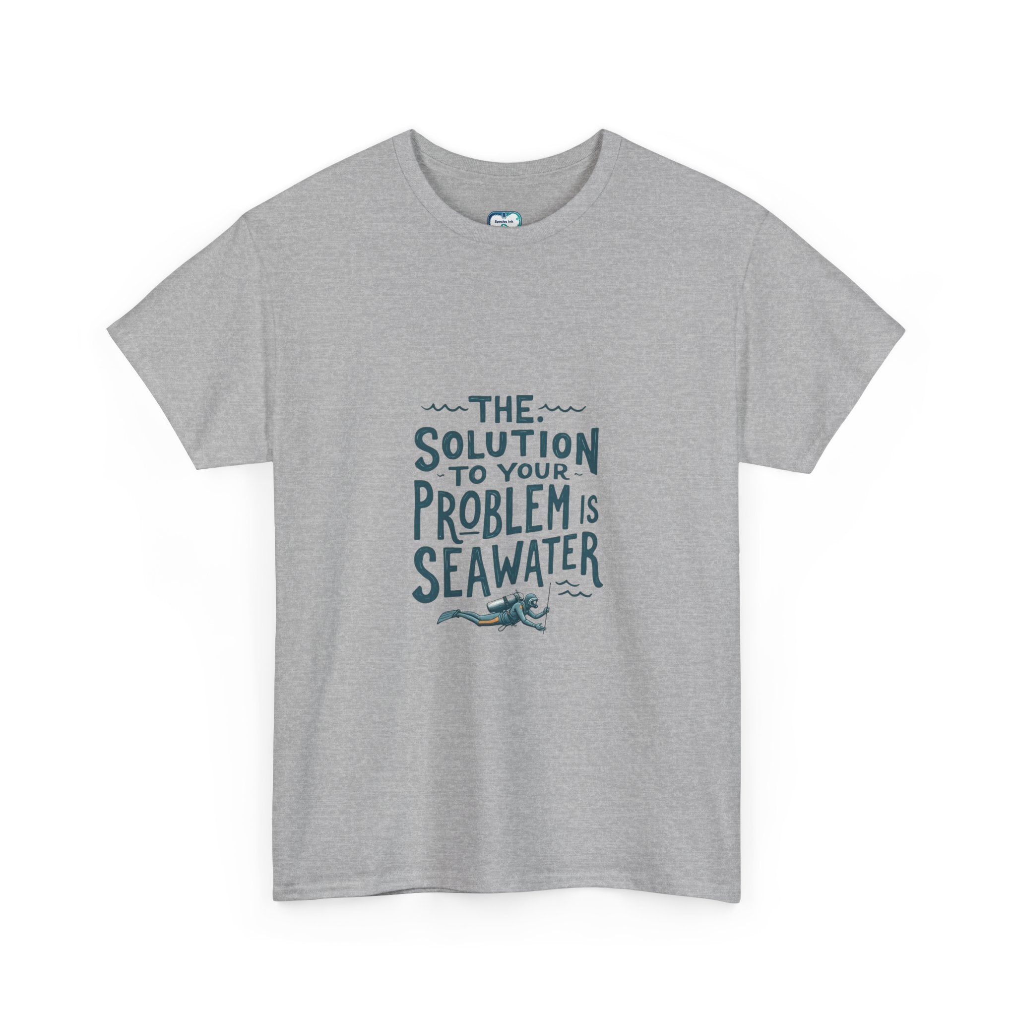 Sea Therapy T-Shirt — "The Solution to Your Problem is Seawater" Ocean Quote Tee