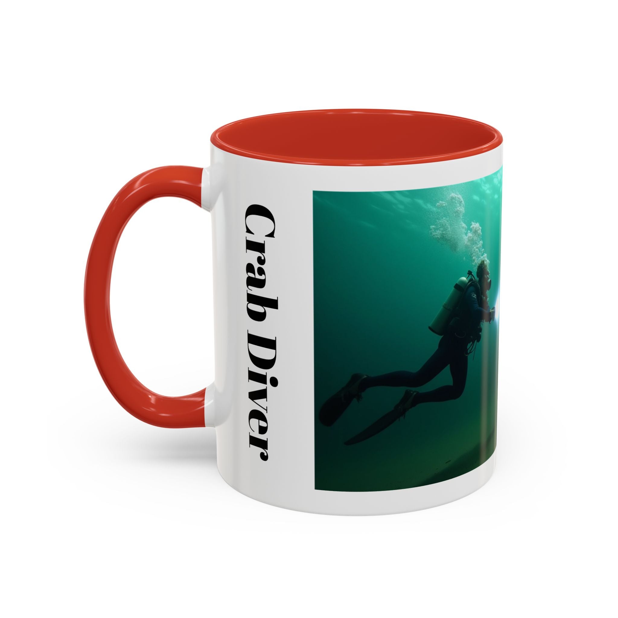 Crab Diver Accent Coffee Mug — Underwater Scuba Scene (11/15oz)
