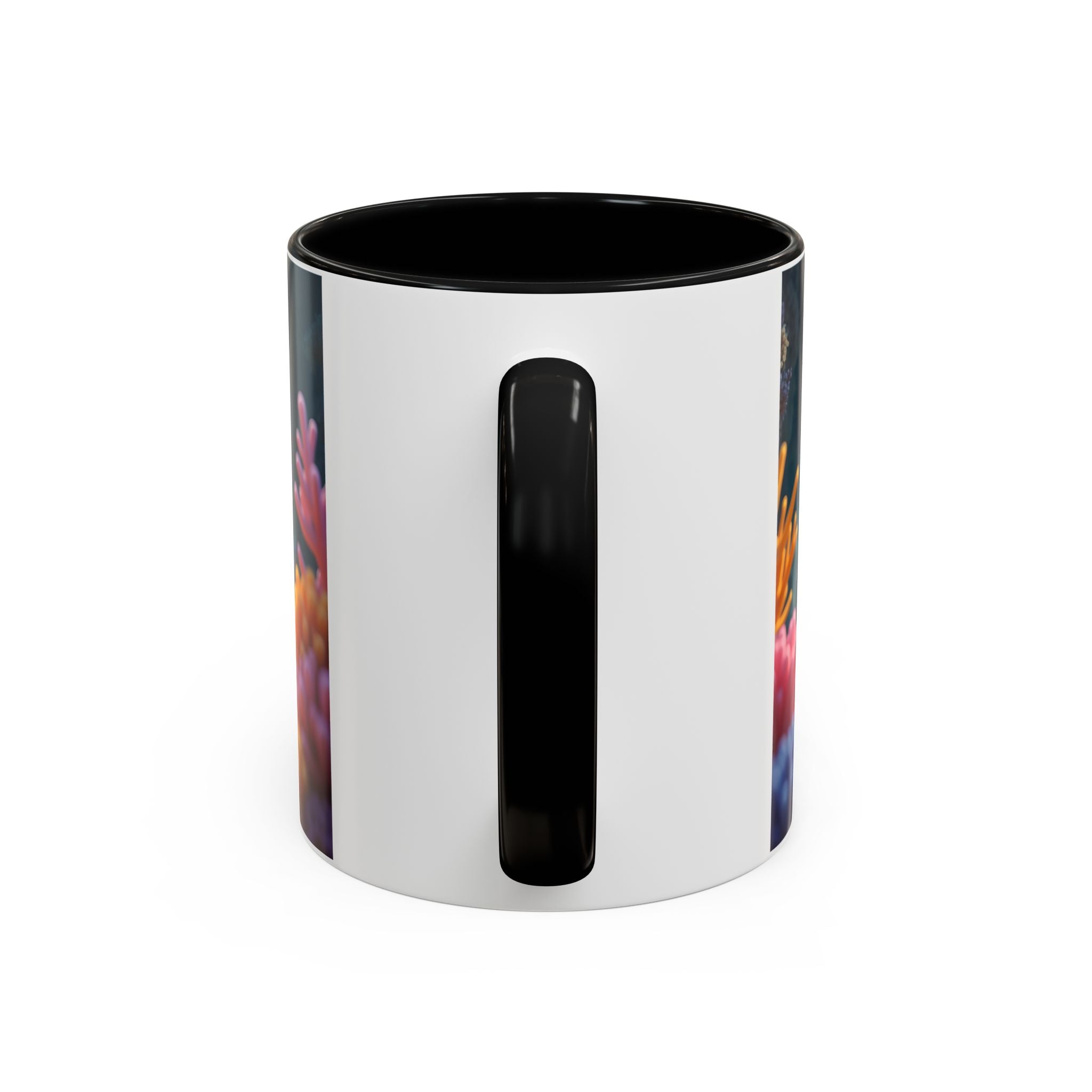 Scuba Diving Couple Accent Coffee Mug — Underwater Coral Reef Design (11/15 oz)